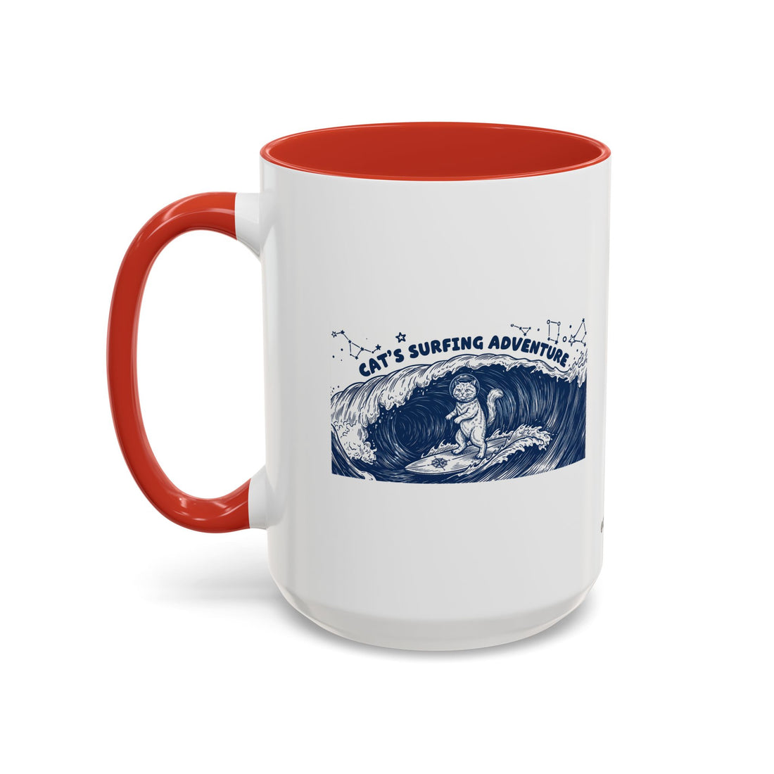 Cat's Surfing Adventure Ocean Wave Mug - Cute Cat Lover Coffee Cup