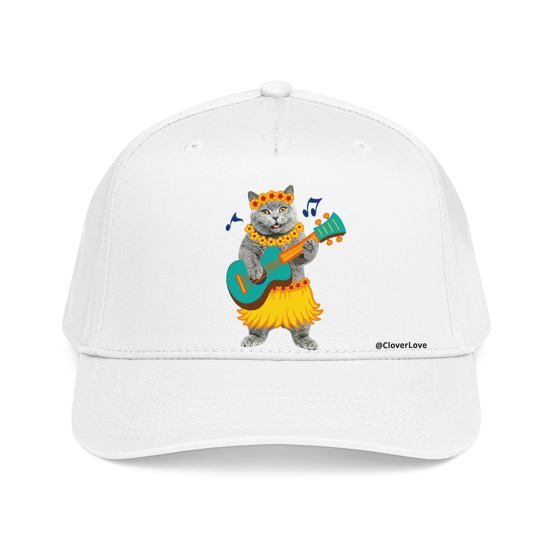 Summer Cat Guitar Hat – Personalized Pet Lover Baseball Cap, Fun Beach Vacation Gift