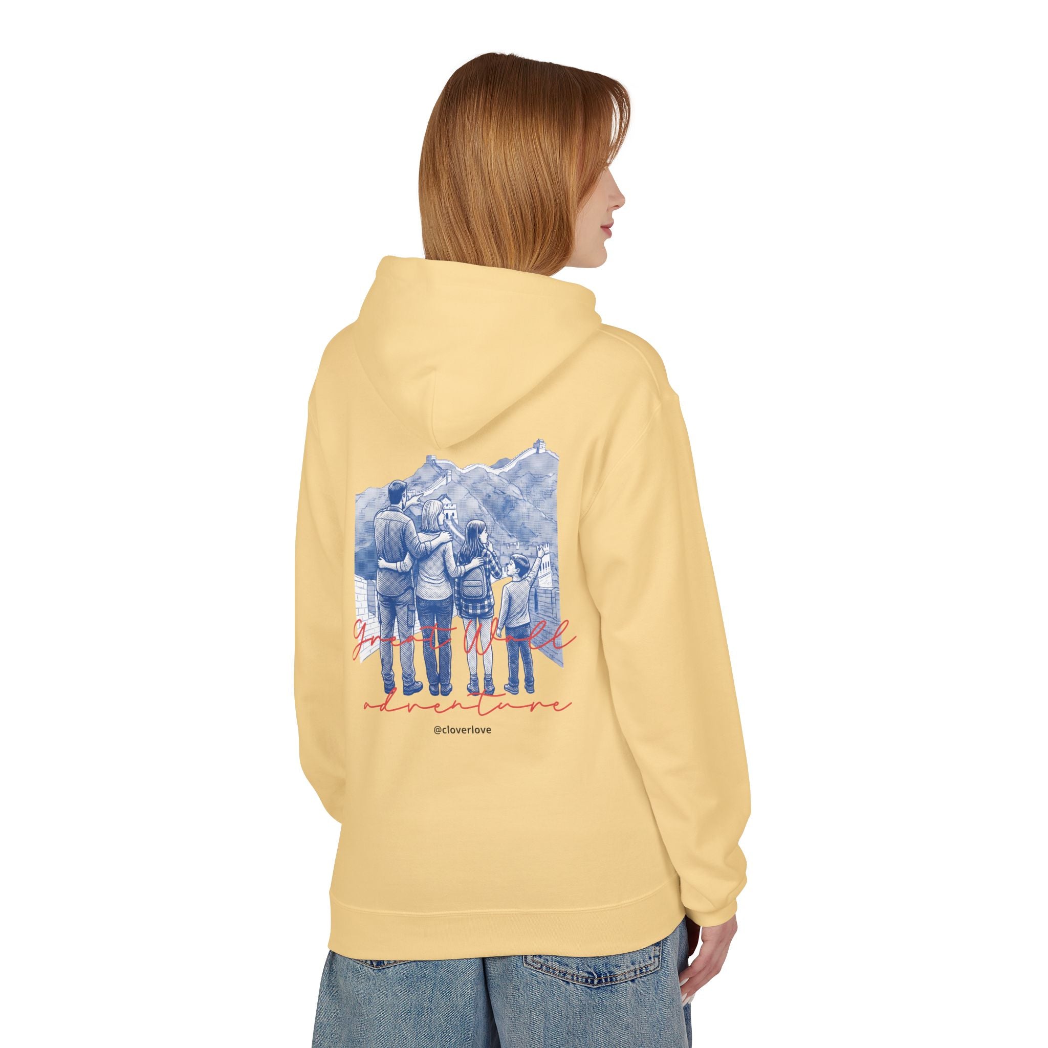 Große Mauer Familienabenteuer Hoodie – Vintage Reise Wahrzeichen Grafik Pullover Sweatshirt