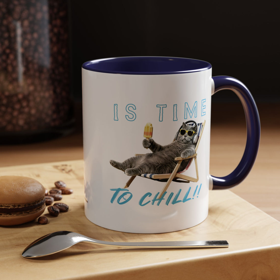 Chill Cat Sommerbecher | Personalisierte Katzenfoto-Kaffeetasse mit individuellem Text