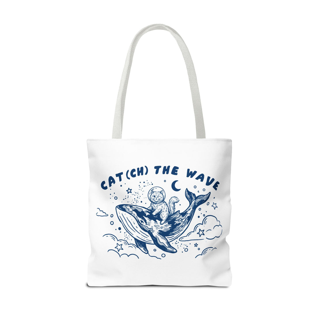 Cat Whale Adventure Tote Bag | Vintage Ocean Graphic Canvas Bag