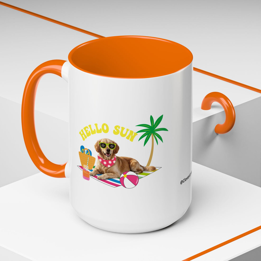 Cute Summer Dog Mug | Personalized Dog Photo Coffee Cup With Custom Text