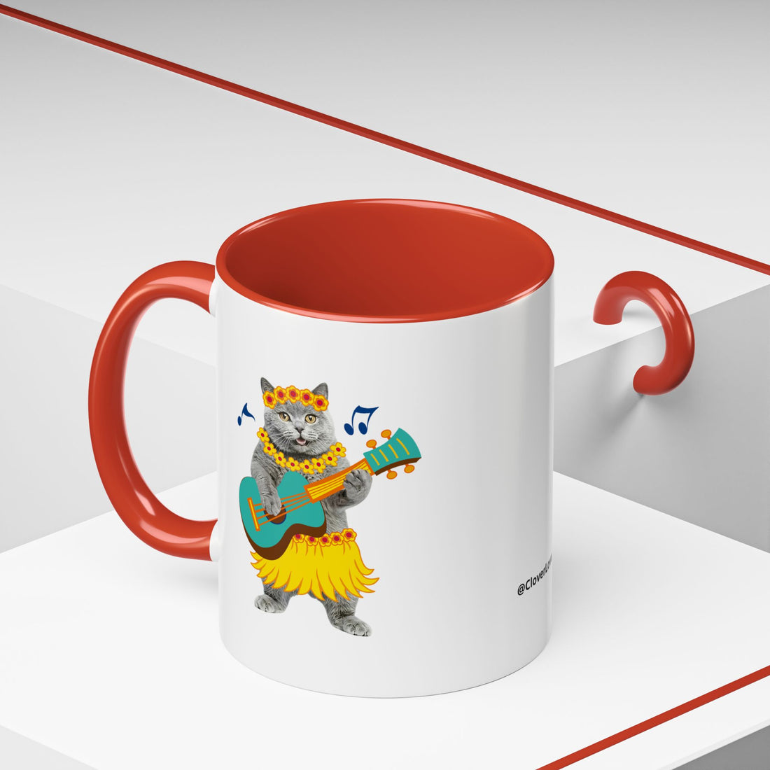 Tropical Summer Cat Mug | Personalized Pet Photo Coffee Cup With Custom Text