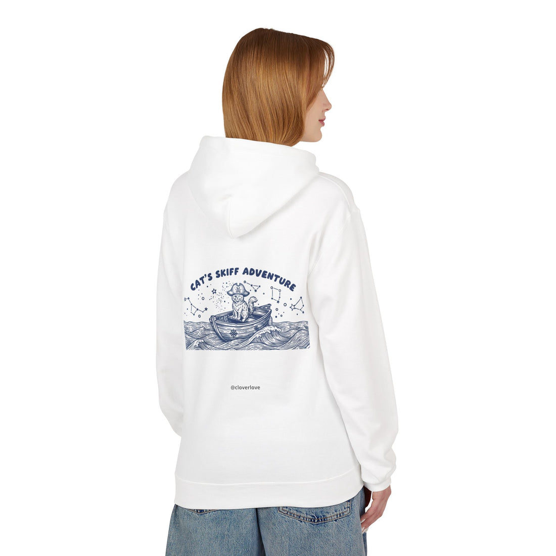 Katzen-Skiff-Abenteuer-Kapuzenpullover | Vintage Ozean Nautisch Grafik Sweatshirt