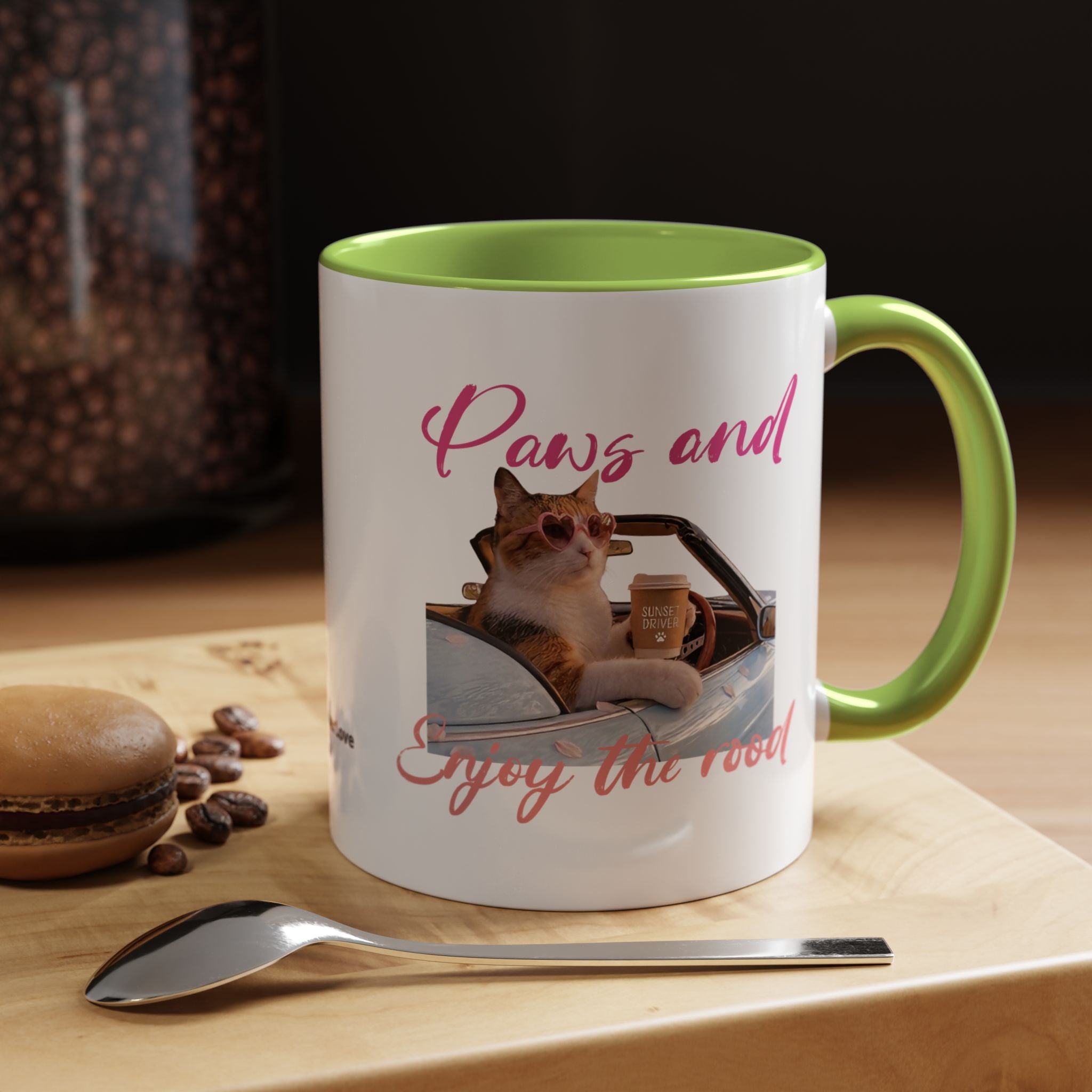 Road Trip Cat Mug | Personalized Summer Cat Coffee Cup With Custom Text