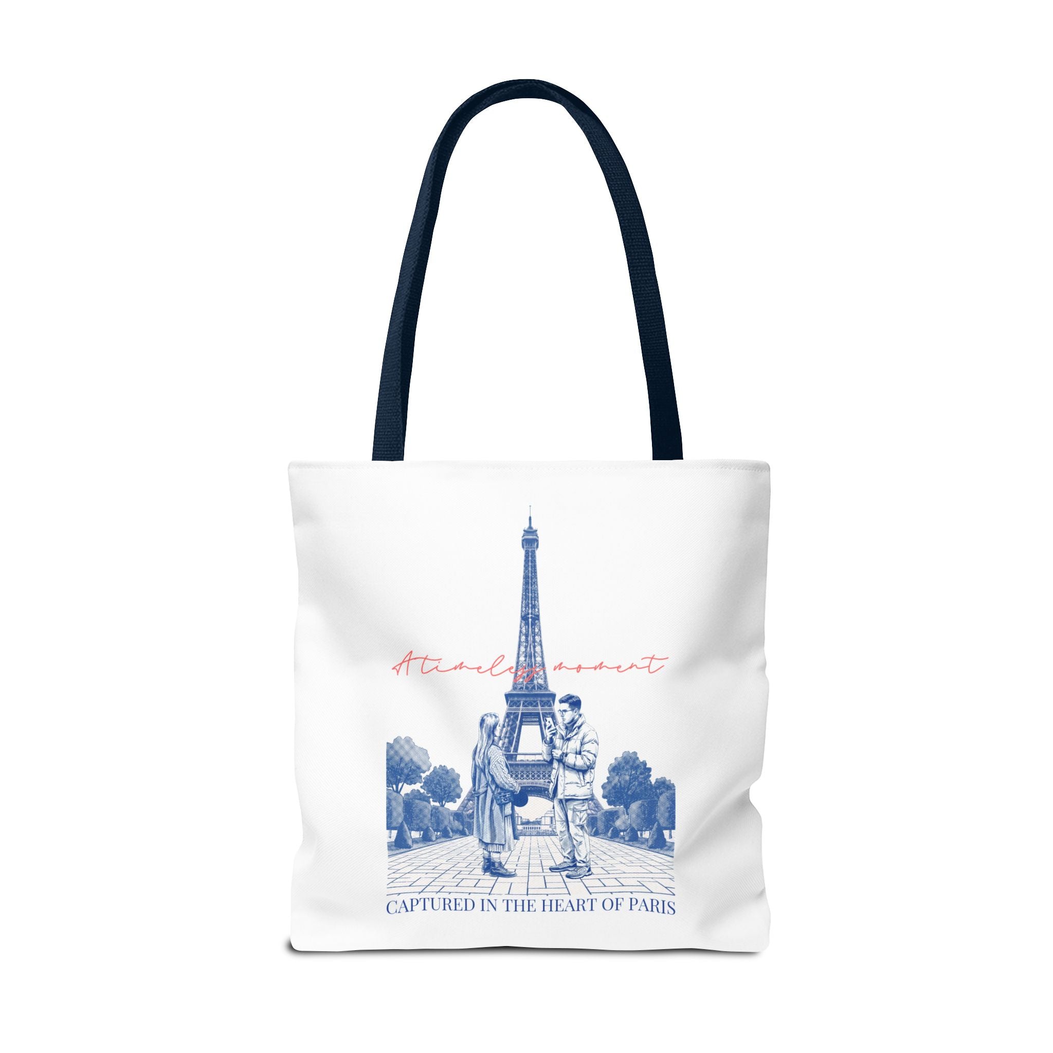 Paris Travel Tote Bag | Vintage Eiffel Tower Couple Canvas Bag