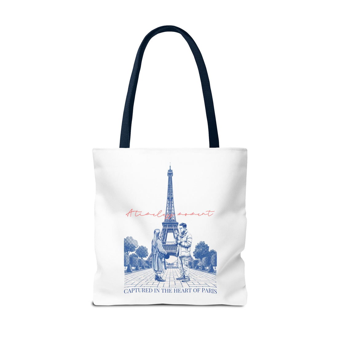 Paris Travel Tote Bag | Vintage Eiffel Tower Couple Canvas Bag