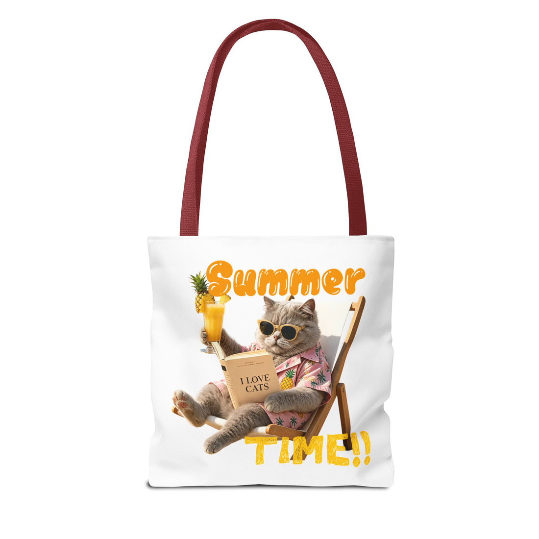 Summer Cat Tote Bag | Funny Cat Lover Beach Canvas Bag