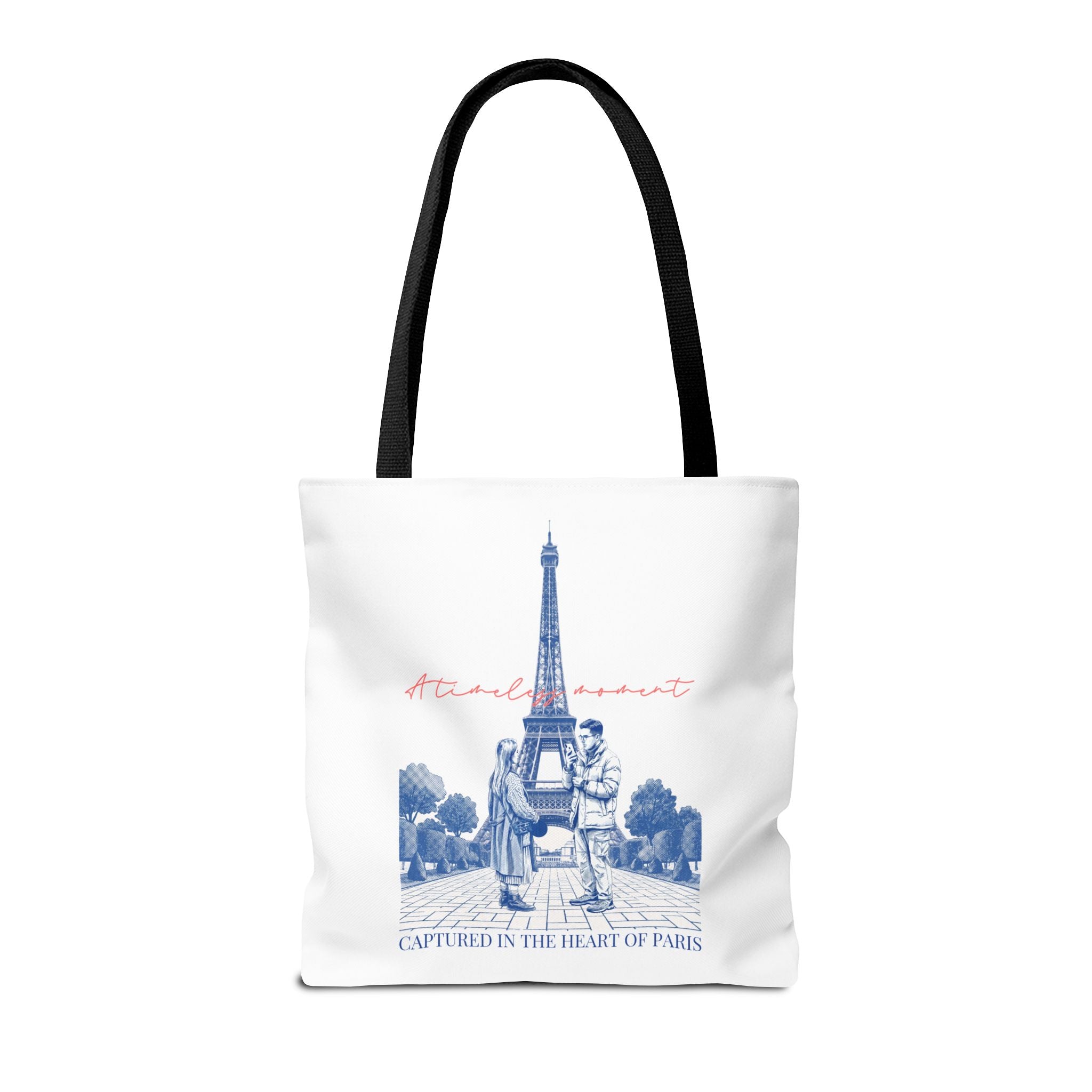 Paris Travel Tote Bag | Vintage Eiffel Tower Couple Canvas Bag