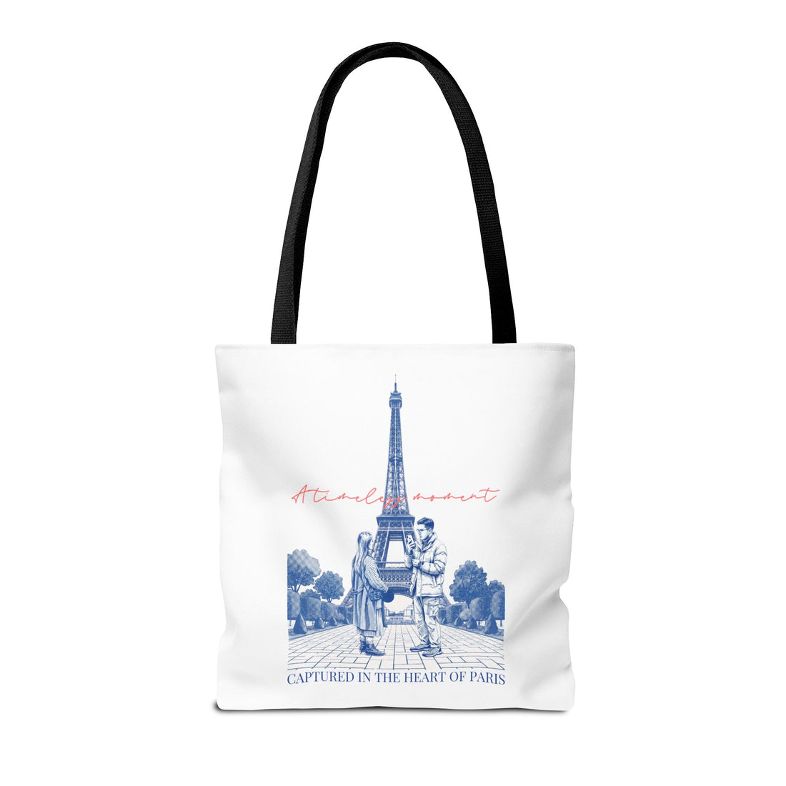 Paris Travel Tote Bag | Vintage Eiffel Tower Couple Canvas Bag