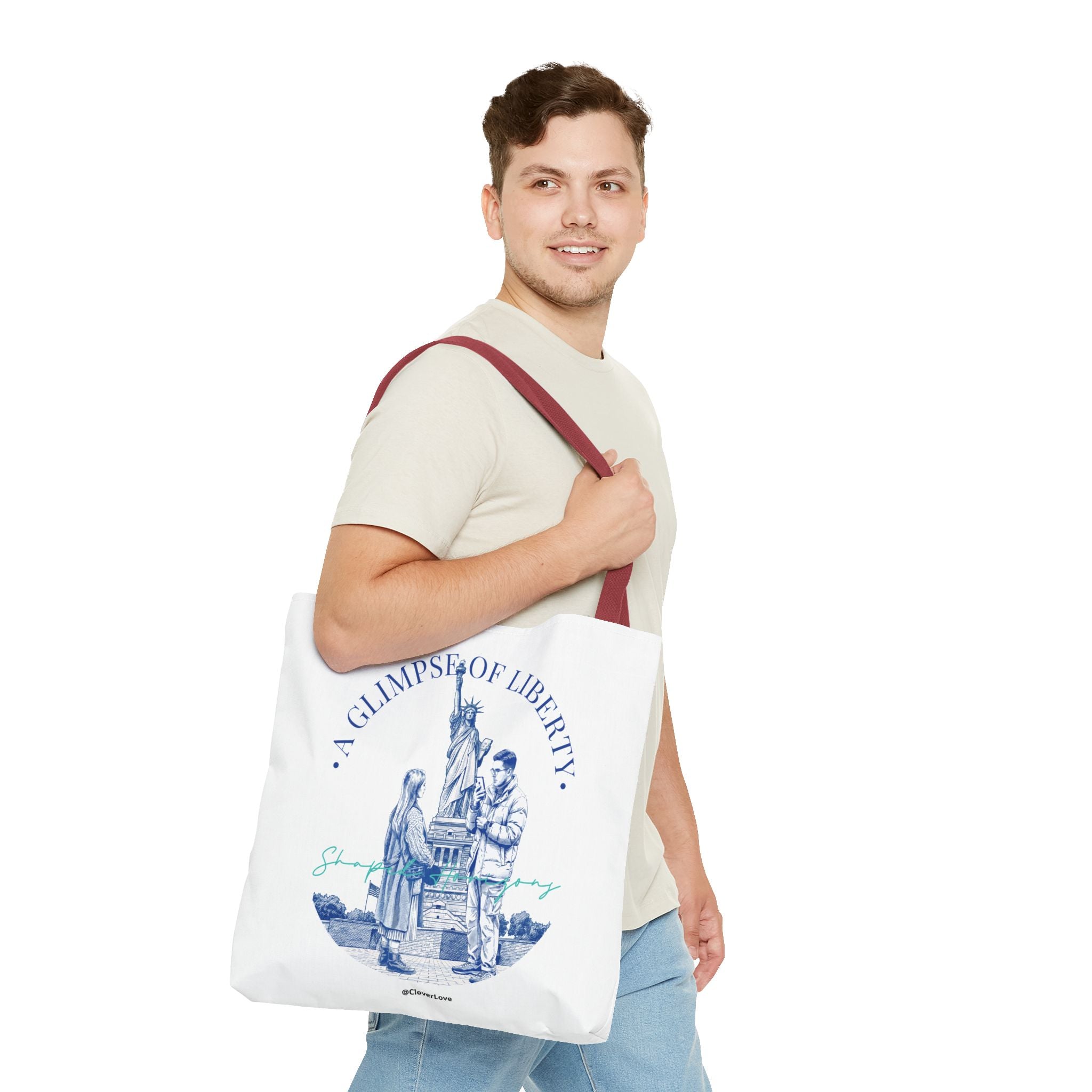 A Glimpse Of Liberty Travel Tote Bag | Statue of Liberty New York Canvas Tote Bag