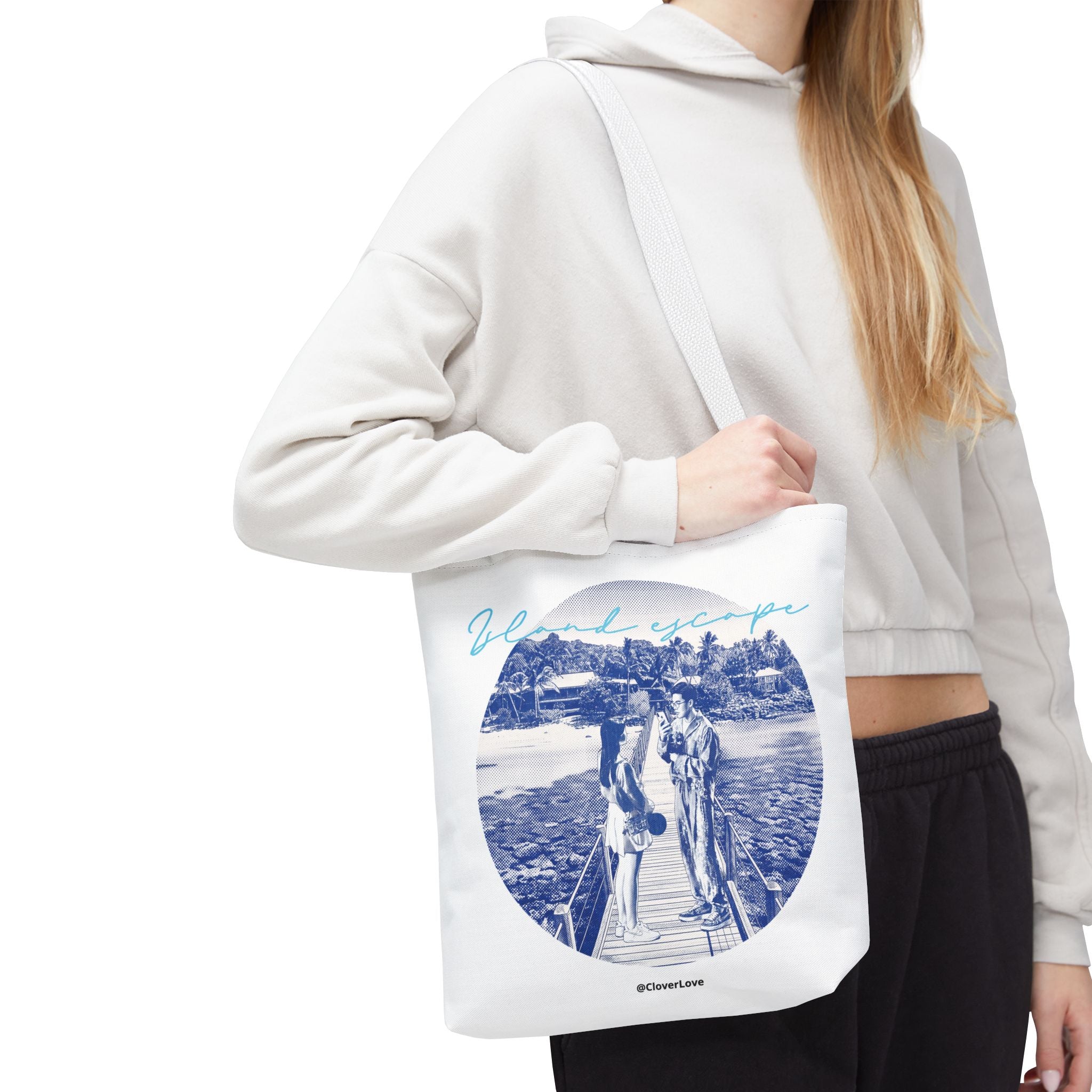 Island Escape Tote Bag | Vintage Beach Travel Canvas Bag