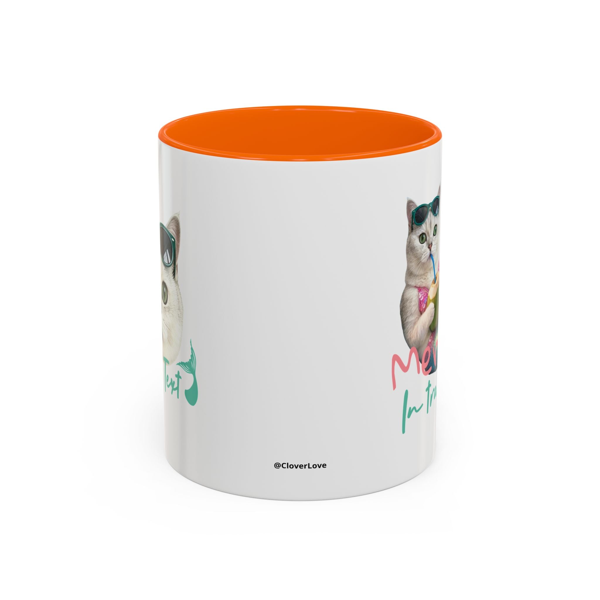 Meerjungfrauenkatze Sommer Tasse | Personalisierte Katzenkaffeetasse mit individuellem Text