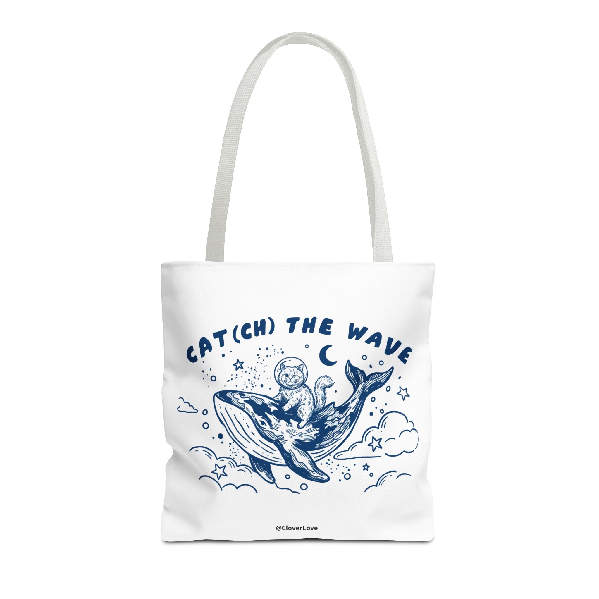 Cat Whale Adventure Tote Bag | Vintage Ocean Graphic Canvas Bag