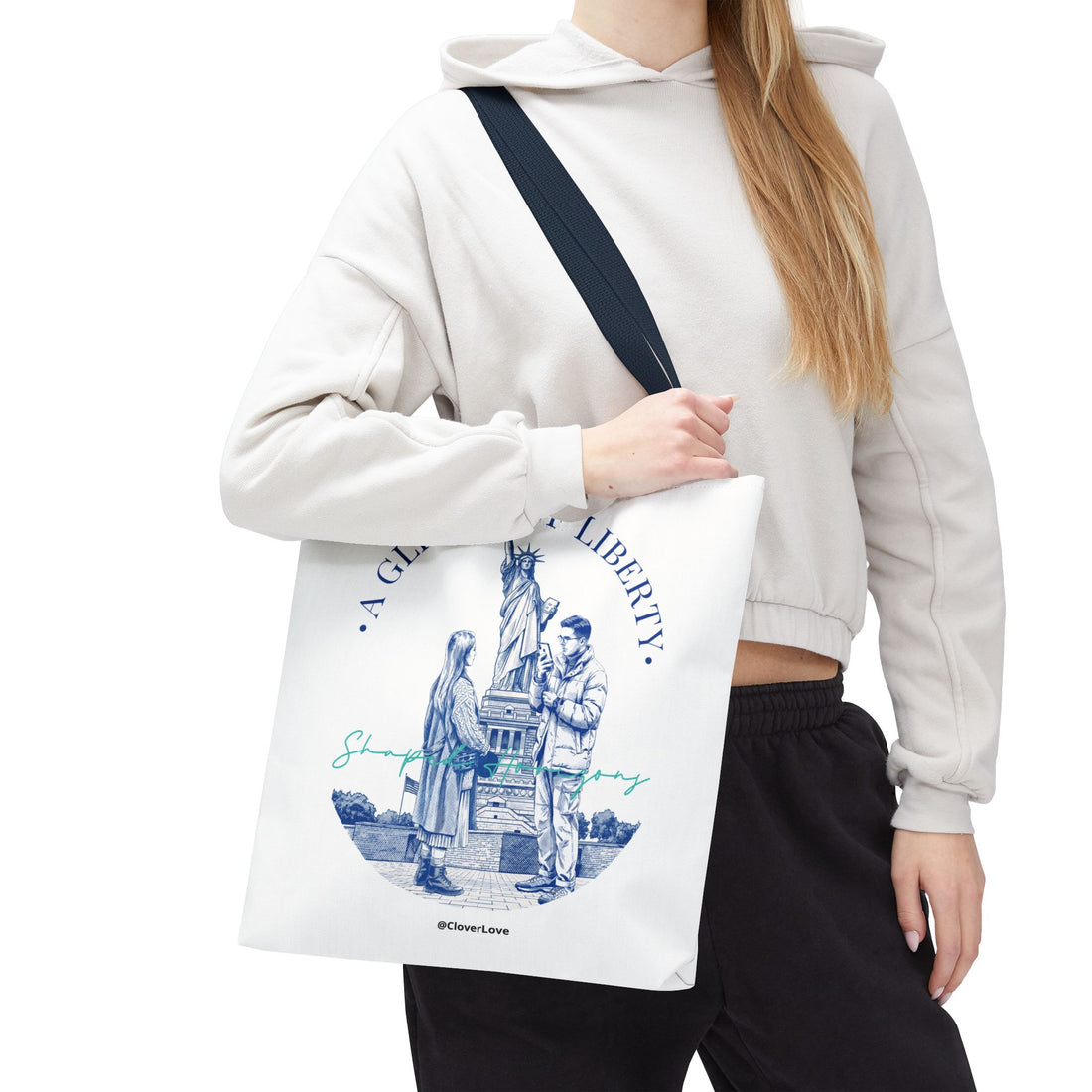 A Glimpse Of Liberty Travel Tote Bag | Statue of Liberty New York Canvas Tote Bag