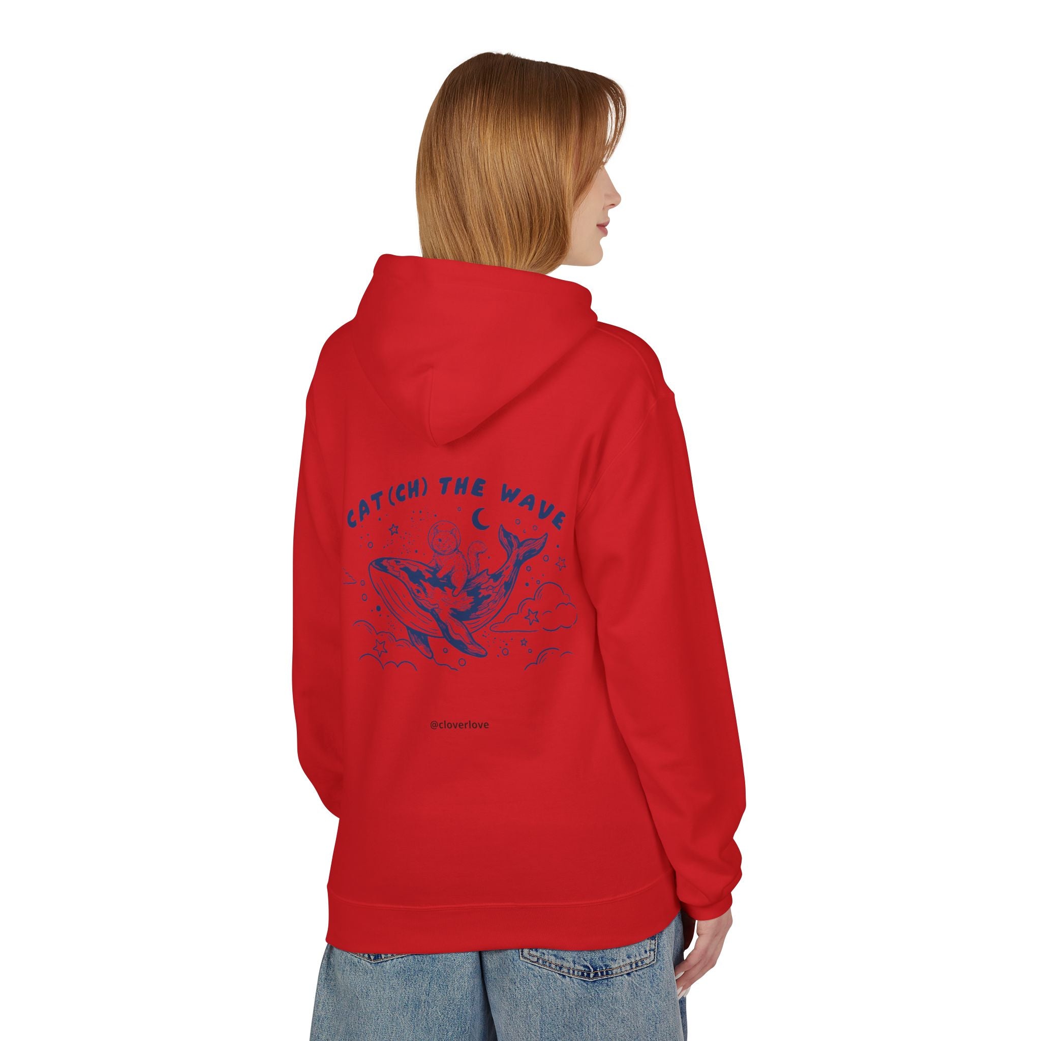 Katzen-Wal-Abenteuer-Kapuzenpulli | Vintage-Ozean-Grafik-Sweatshirt