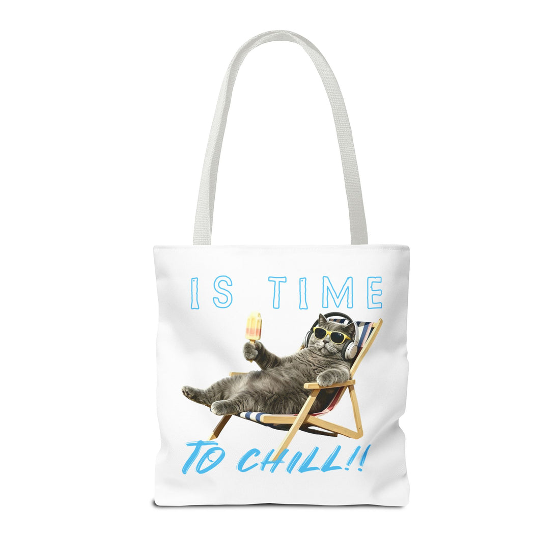 Summer Chill Cat Tote Bag | Funny Cat Lover Beach Bag