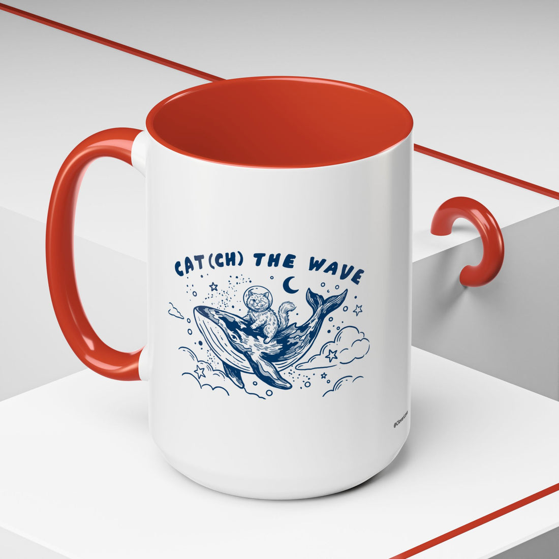 Cat's Wave Adventure Mug - Cute Cat Whale Ocean Coffee Cup