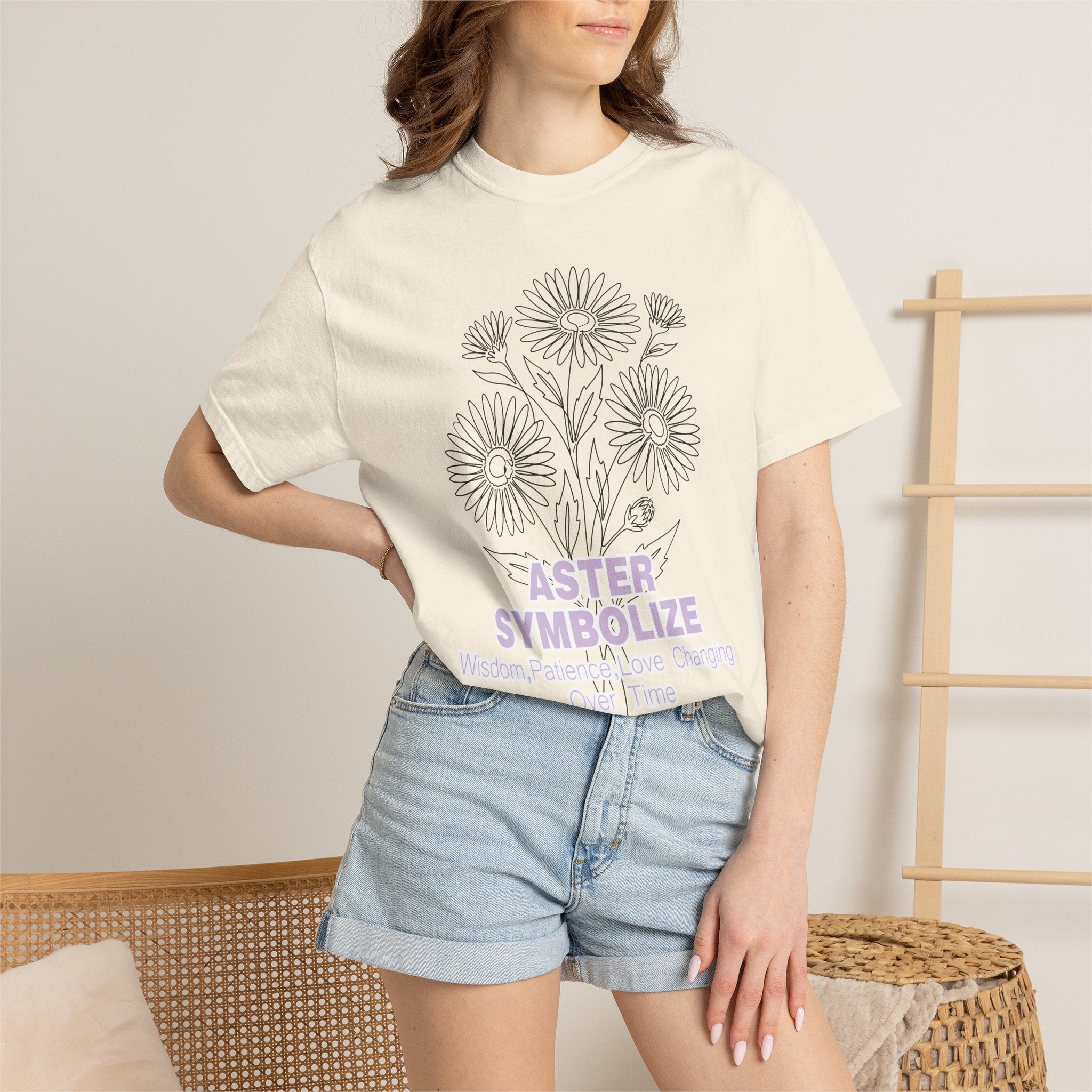 Aster Flower T-Shirt - Botanical Graphic Shirt for Flower Lovers