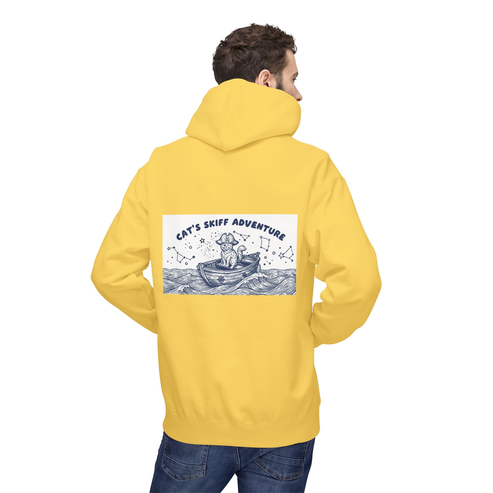 Cat's Skiff Adventure Hoodie | Vintage Ocean Nautical Graphic Sweatshirt