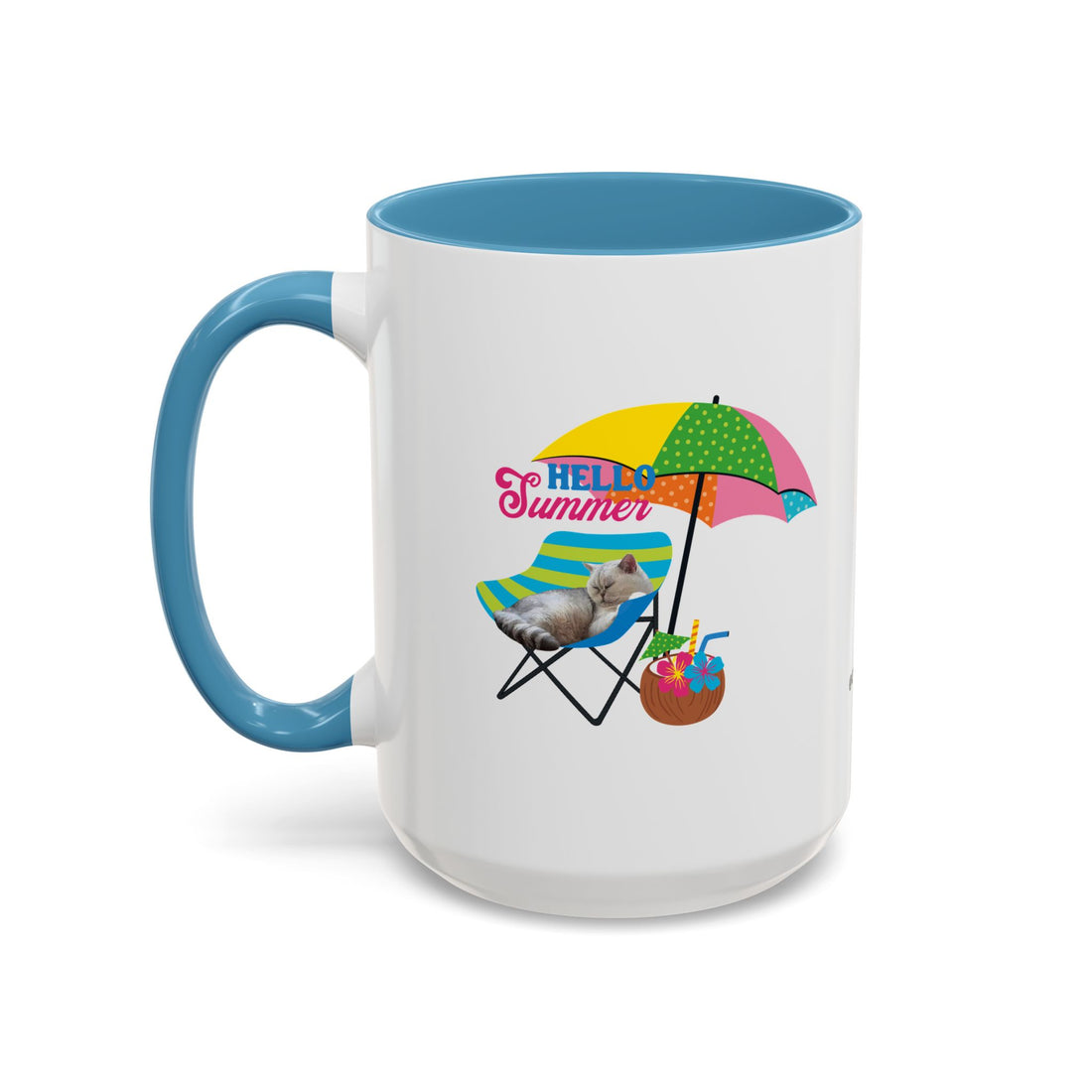 Personalized Summer Cat Mug | Custom Pet Portrait Coffee Cup