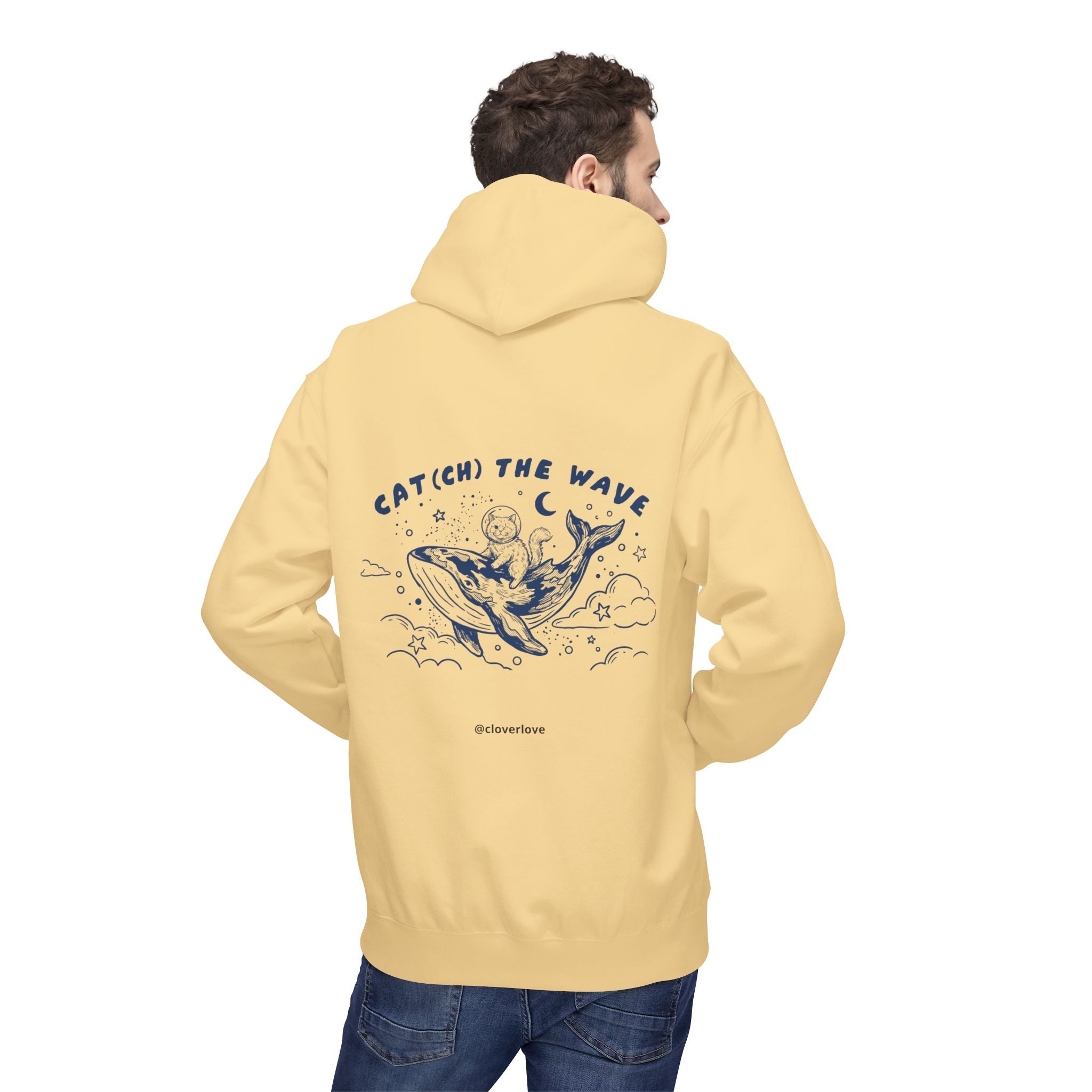 Katzen-Wal-Abenteuer-Kapuzenpulli | Vintage-Ozean-Grafik-Sweatshirt