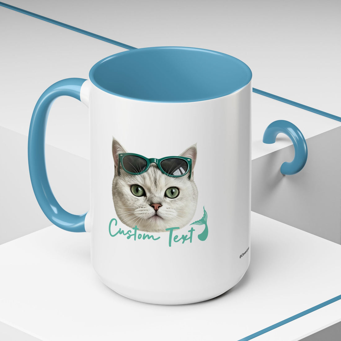 Meerjungfrauenkatze Sommer Tasse | Personalisierte Katzenkaffeetasse mit individuellem Text