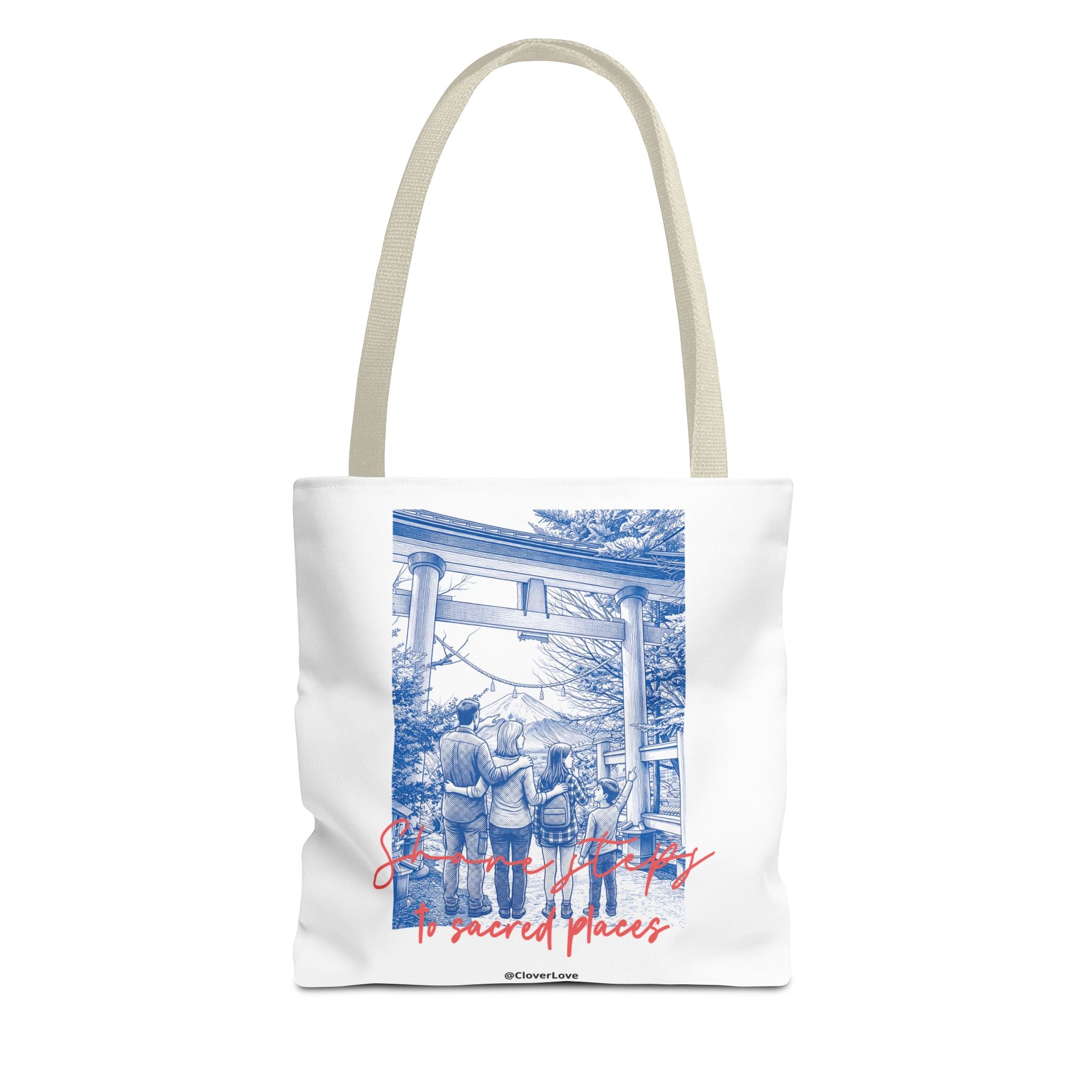 Japan Travel Tote Bag | Vintage Torii Gate Fuji Mountain Canvas Bag