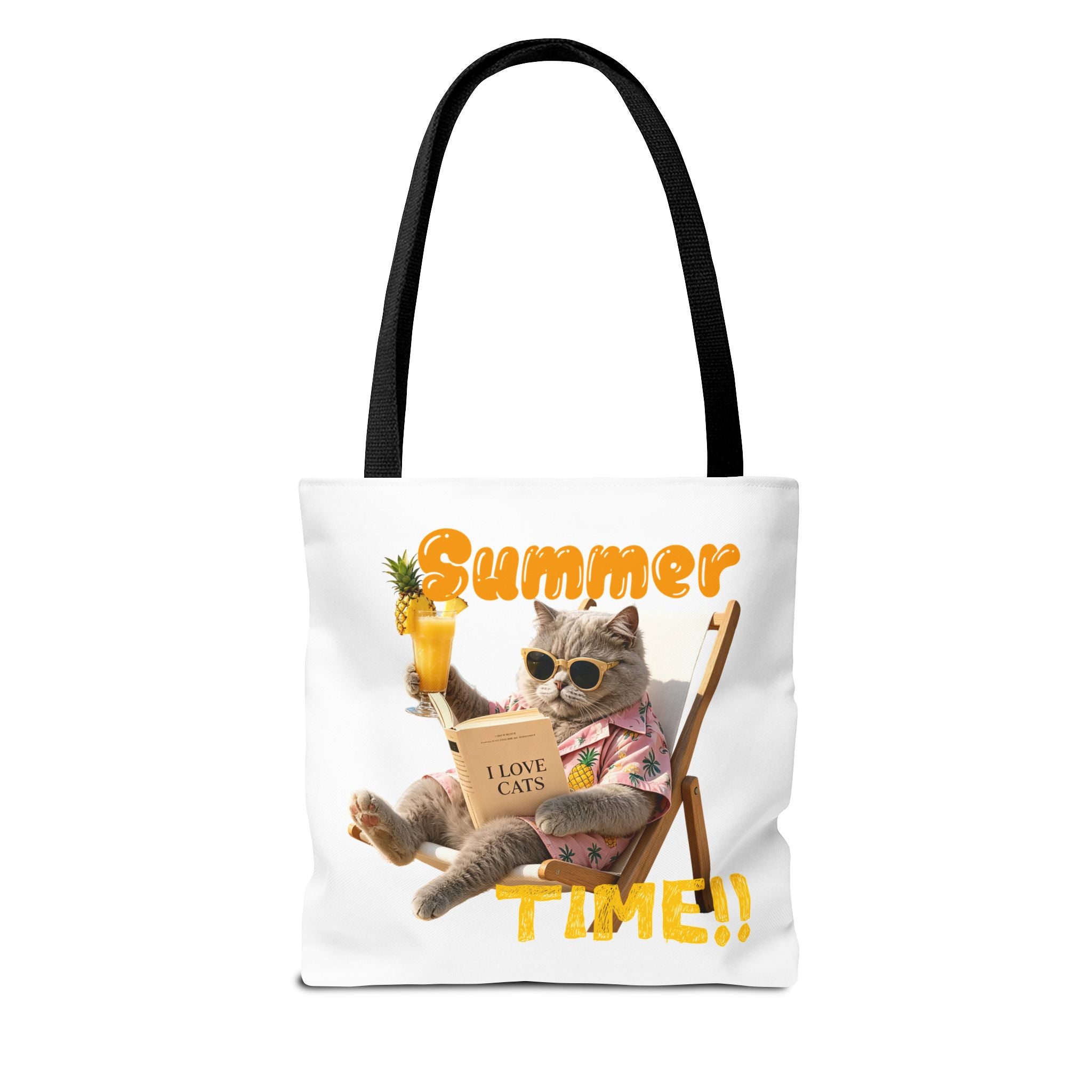 Summer Cat Tote Bag | Funny Cat Lover Beach Canvas Bag