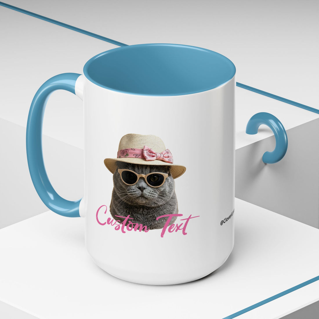 Summer Sunbathing Cat Mug | Personalized Cat Coffee Cup With Custom Text