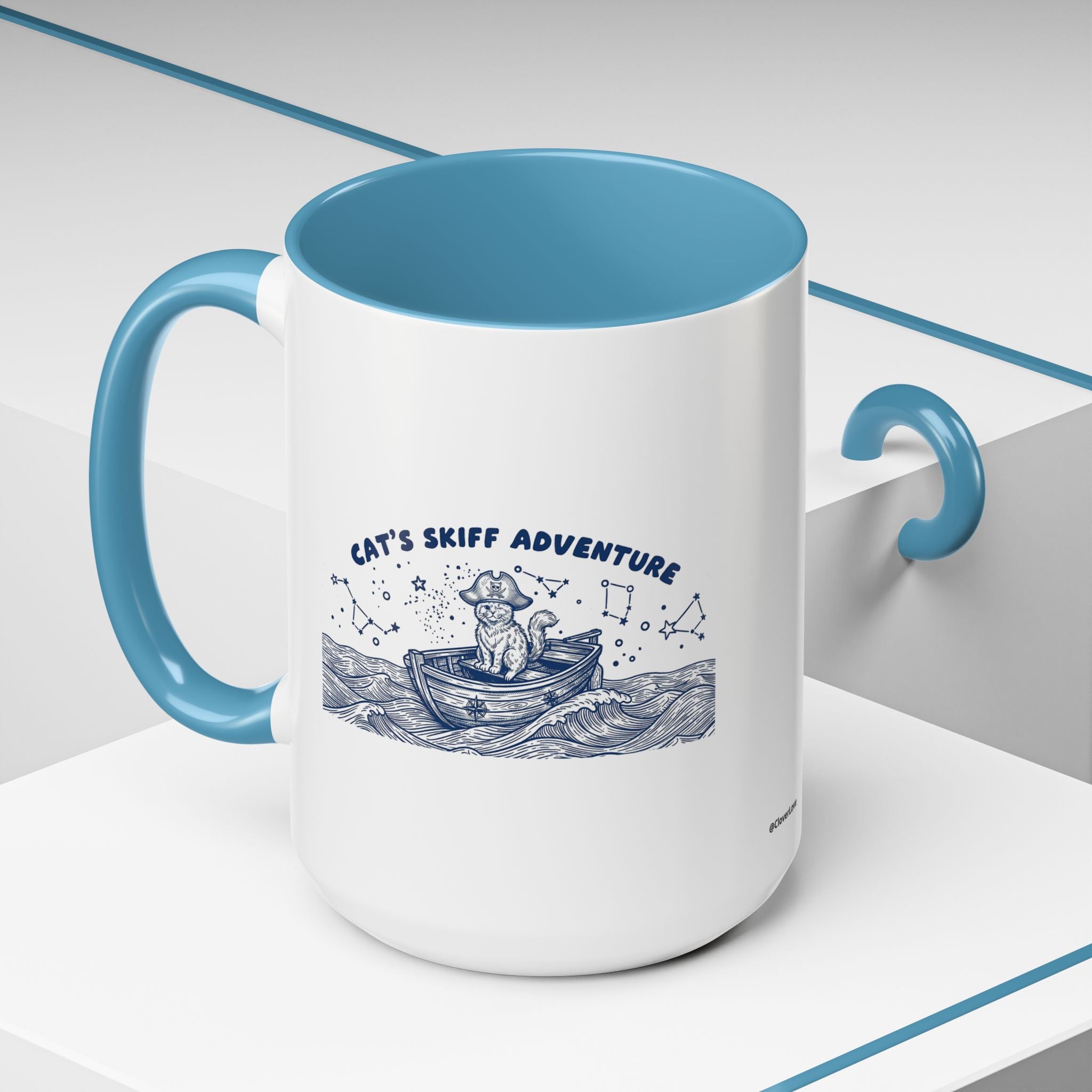 Cat's Skiff Adventure Ocean Mug - Cute Nautical Cat Lover Coffee Cup