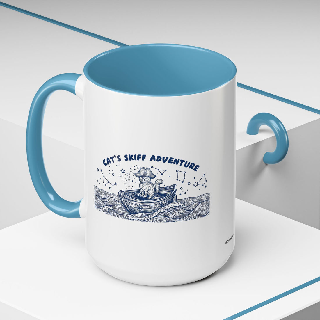 Cat's Skiff Adventure Ocean Mug - Cute Nautical Cat Lover Coffee Cup