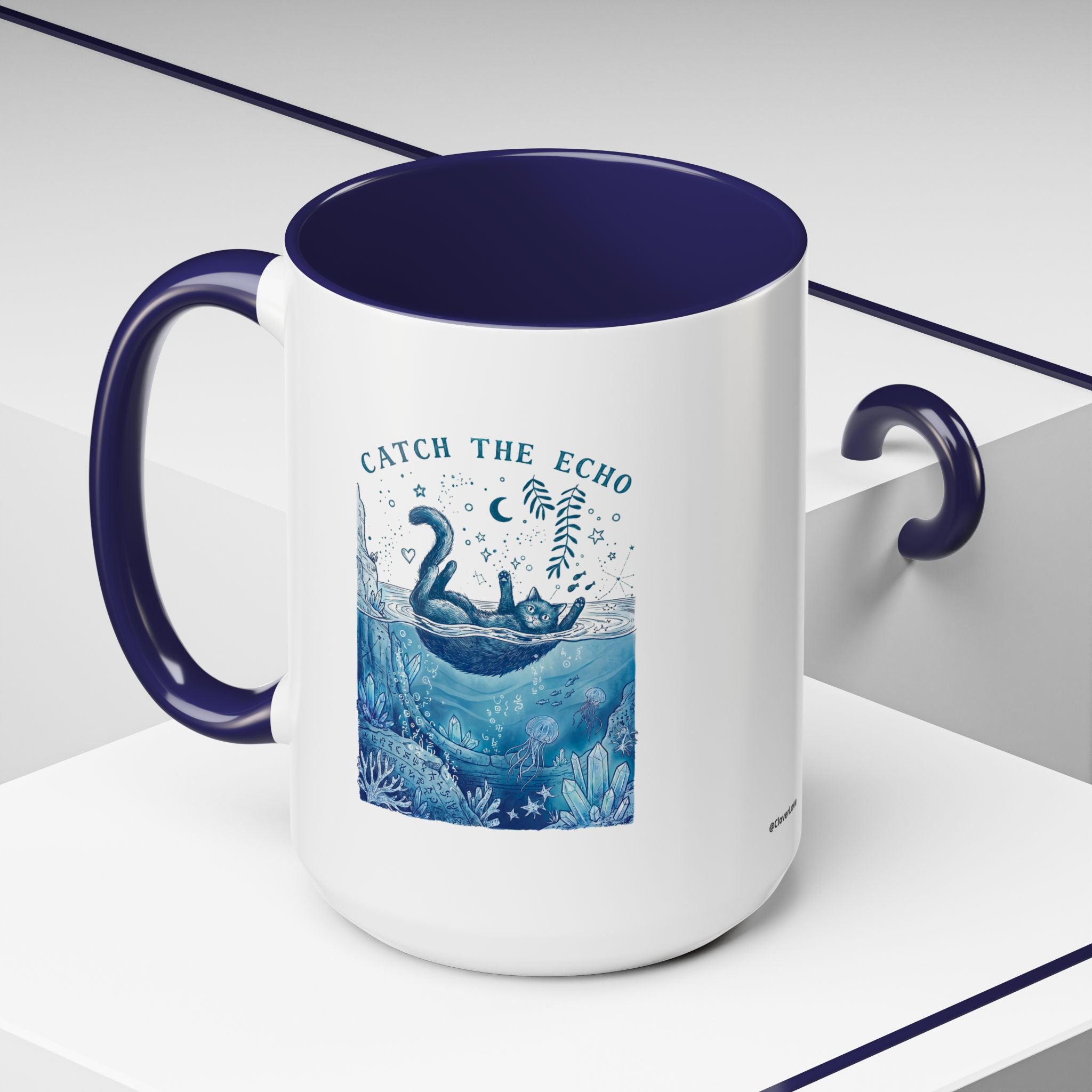Cat's Ocean Echo Mug - Cute Underwater Cat Lover Coffee Cup