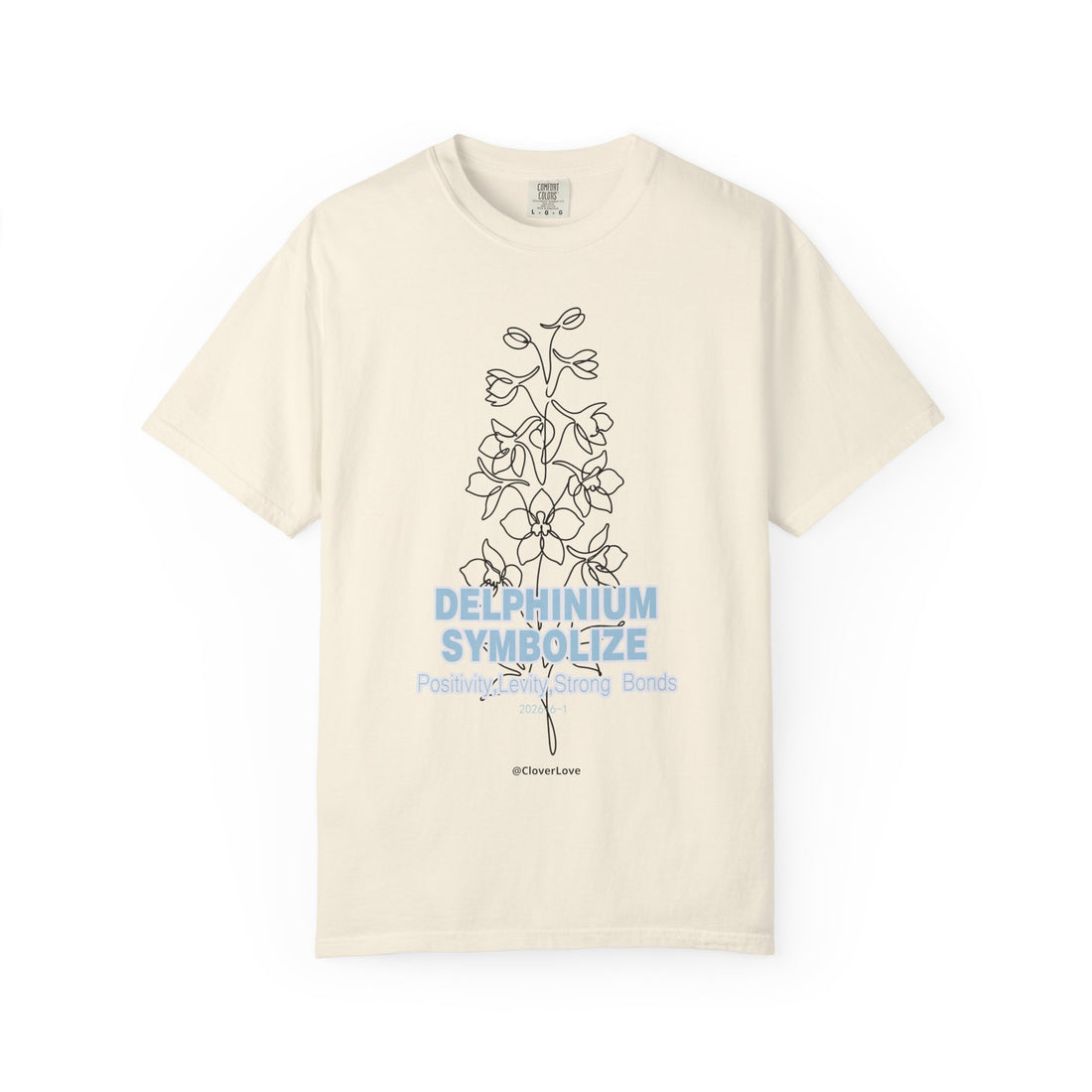 Delphinium Flower T-Shirt - Botanical Graphic Shirt for Flower Lovers