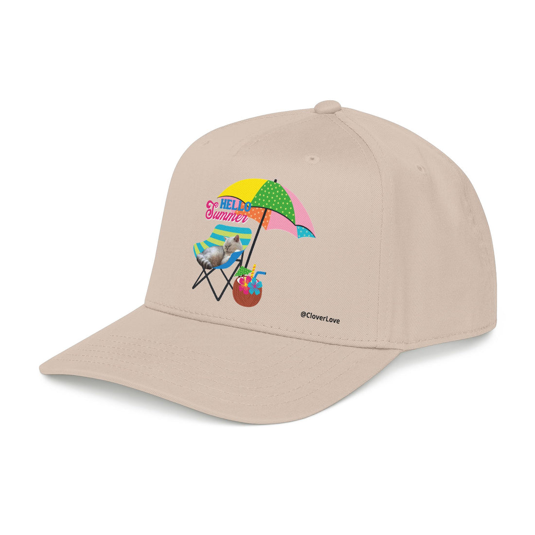 Hello Summer Cat Hat | Cute Beach Cat Baseball Cap For Cat Lovers