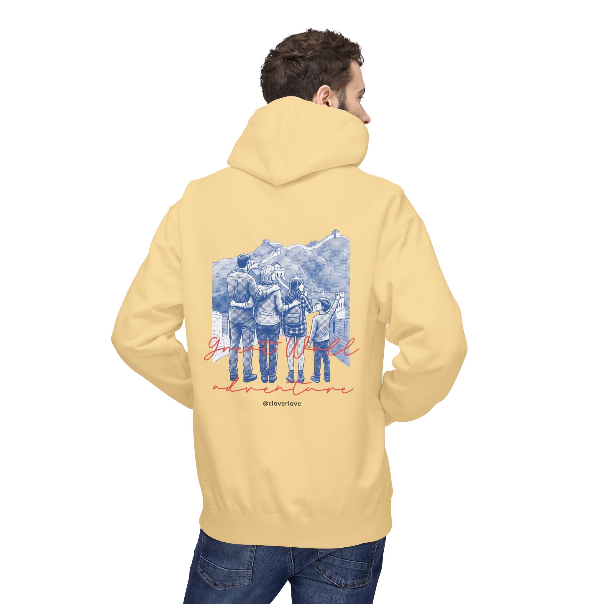 Große Mauer Familienabenteuer Hoodie – Vintage Reise Wahrzeichen Grafik Pullover Sweatshirt
