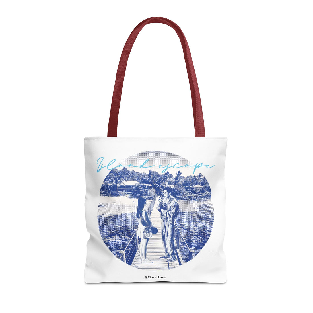 Island Escape Tote Bag | Vintage Beach Travel Canvas Bag