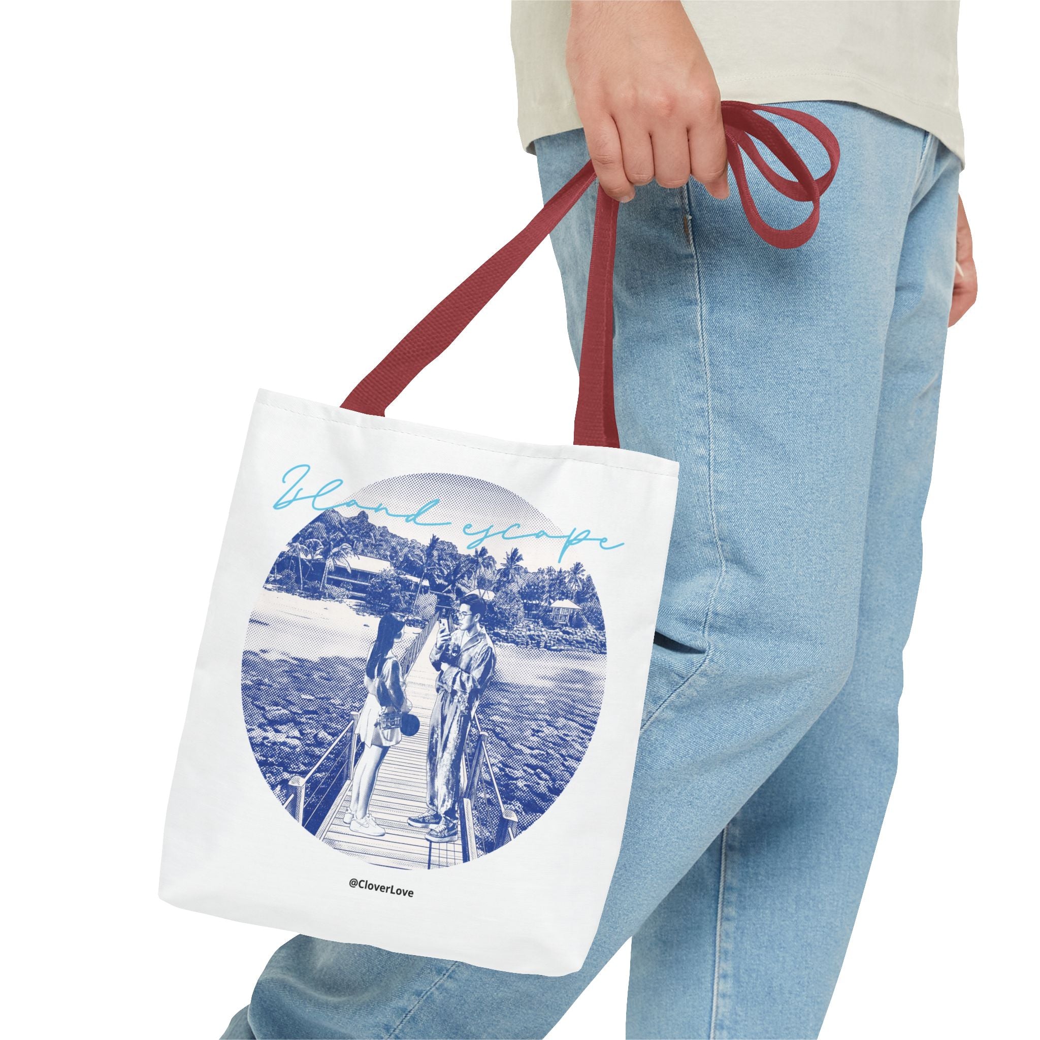 Island Escape Tote Bag | Vintage Beach Travel Canvas Bag