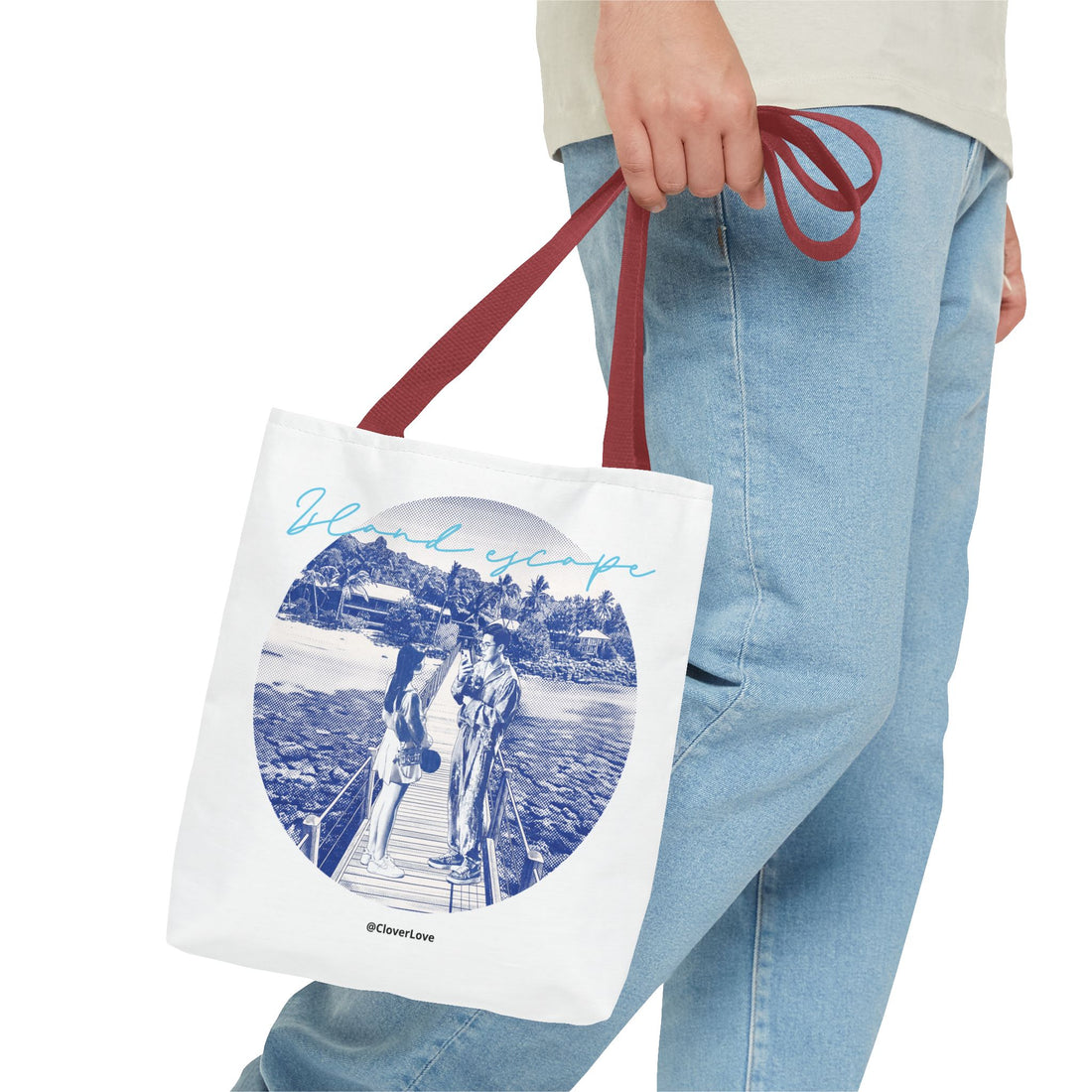 Island Escape Tote Bag | Vintage Beach Travel Canvas Bag