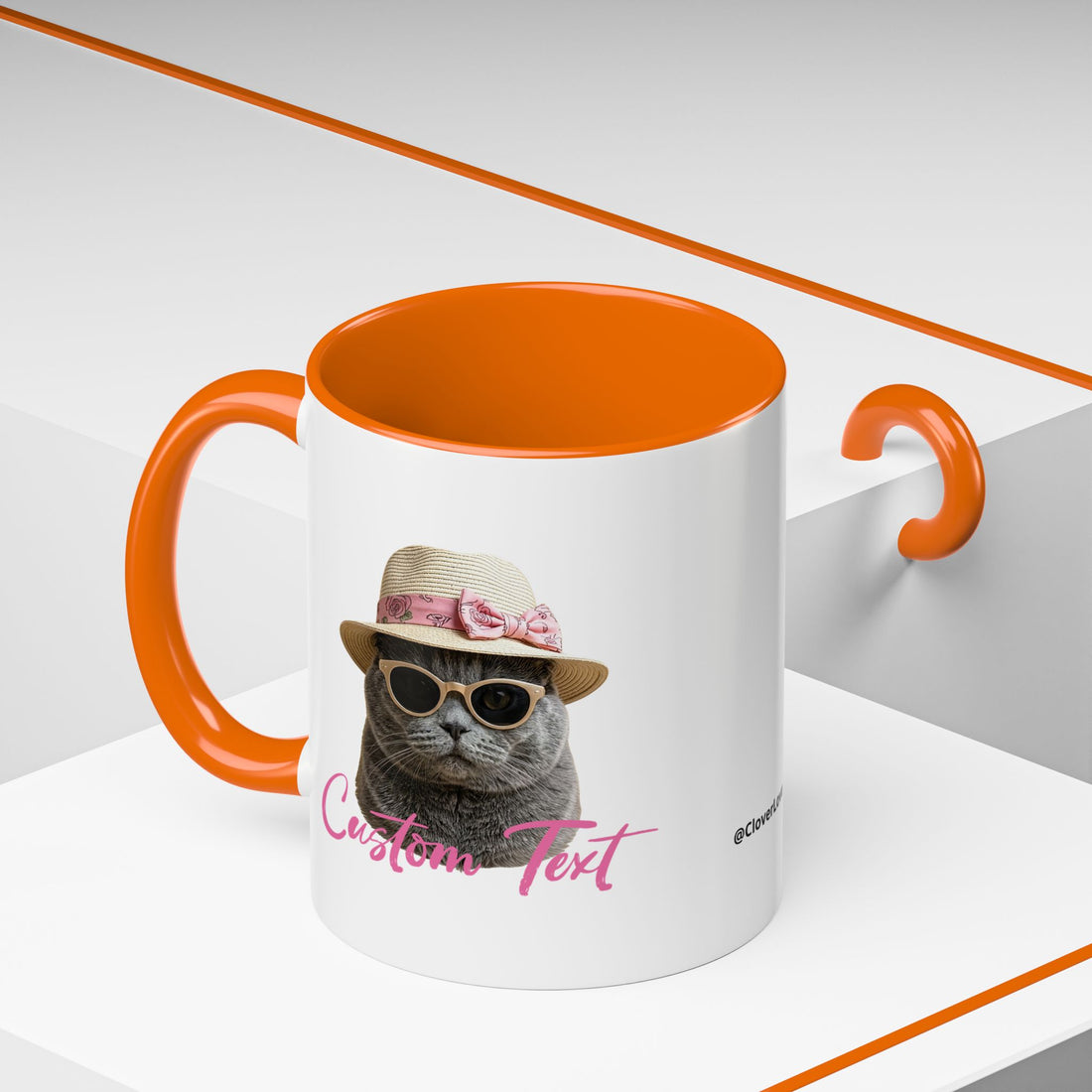 Summer Sunbathing Cat Mug | Personalized Cat Coffee Cup With Custom Text