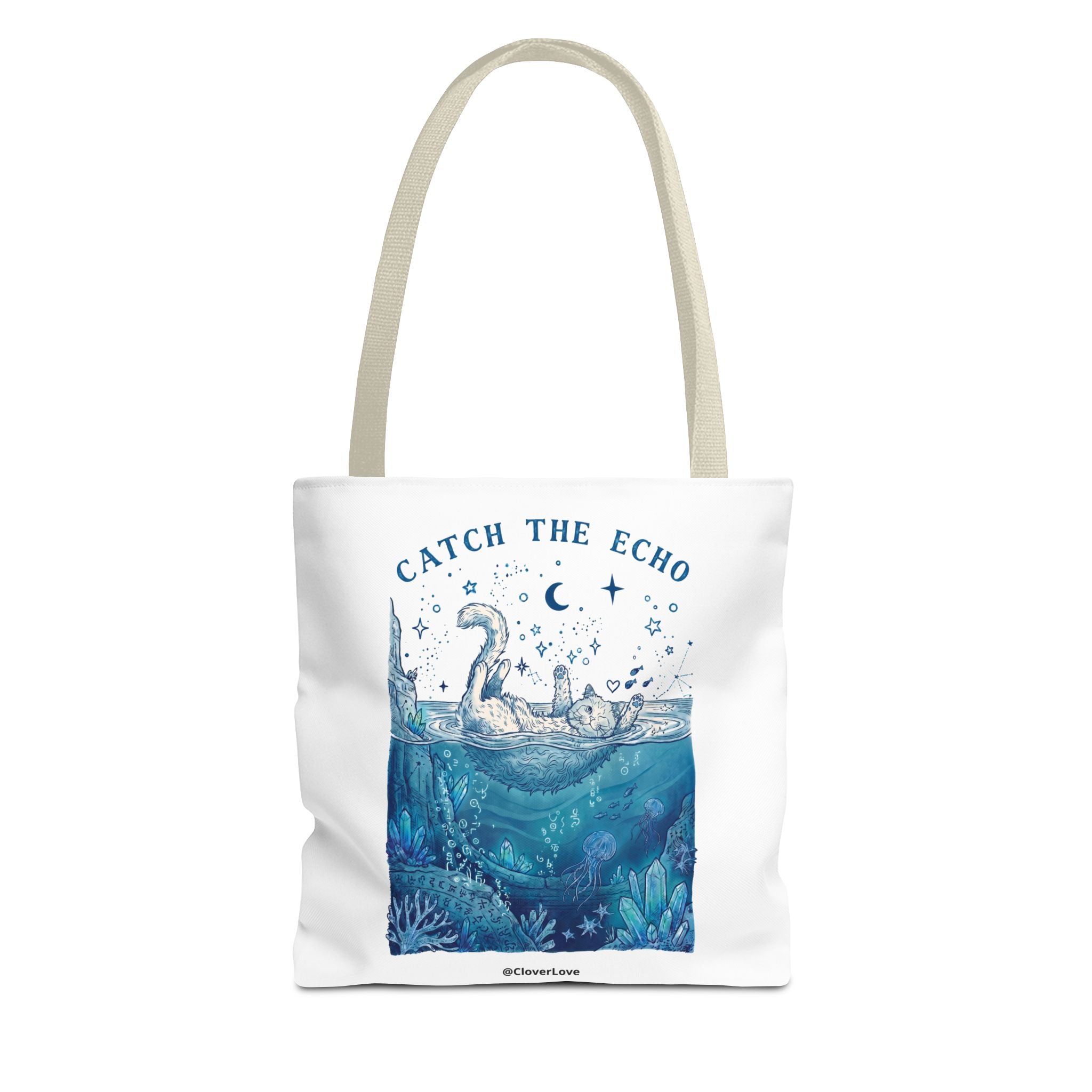Cat Ocean Adventure Tote Bag | Vintage Underwater Graphic Canvas Bag