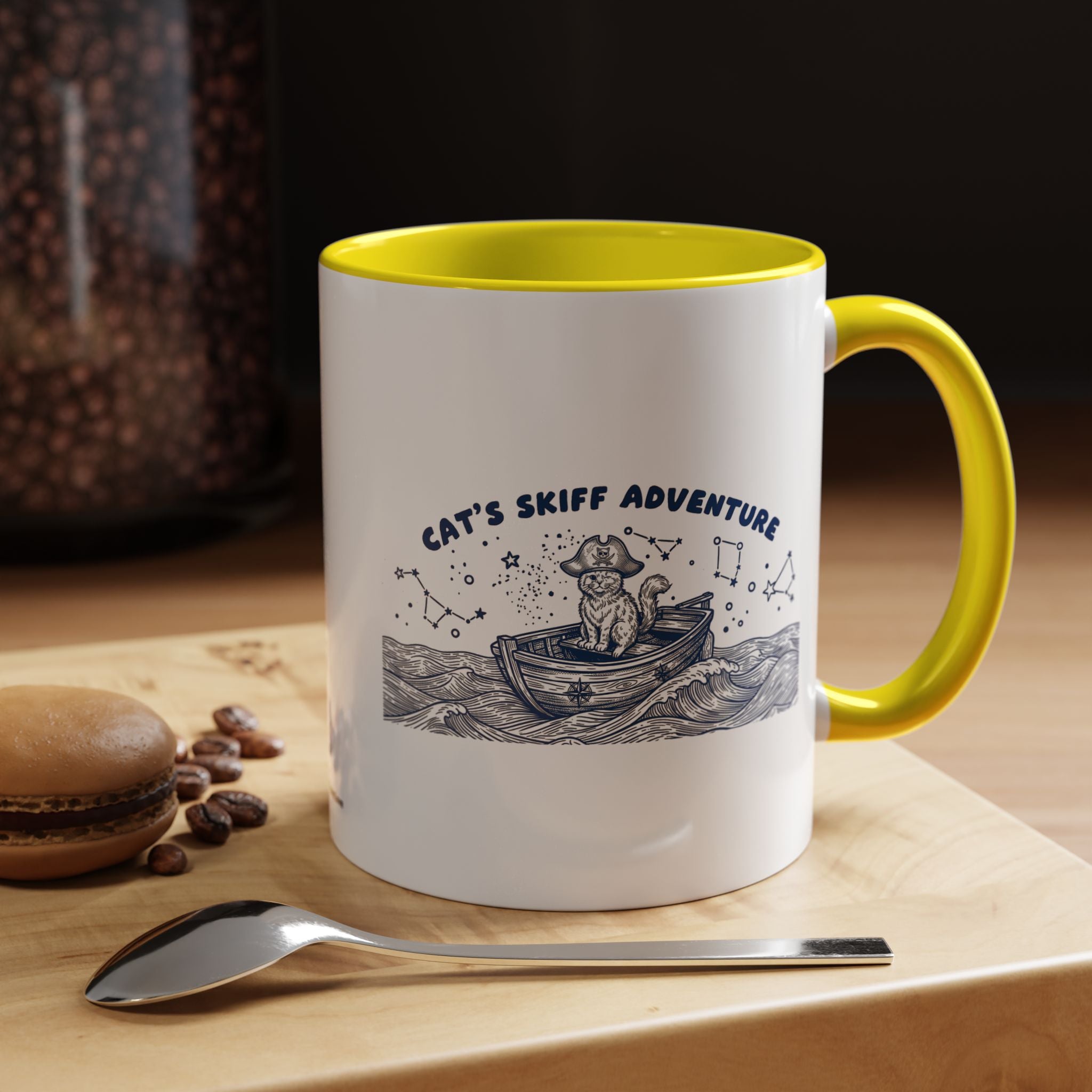 Cat's Skiff Adventure Ocean Mug - Cute Nautical Cat Lover Coffee Cup