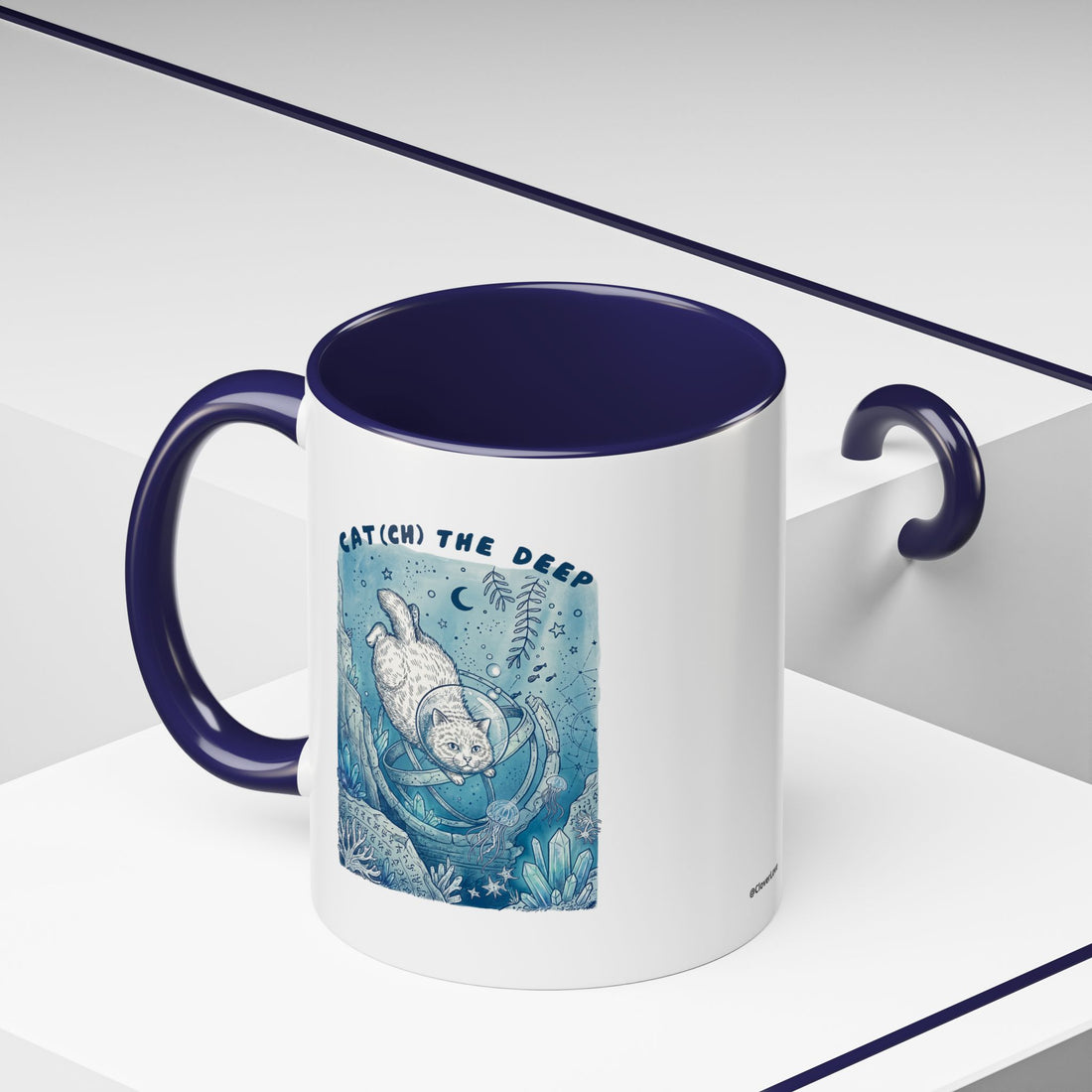 Cat's Deep Ocean Adventure Mug - Underwater Cat Lover Coffee Cup