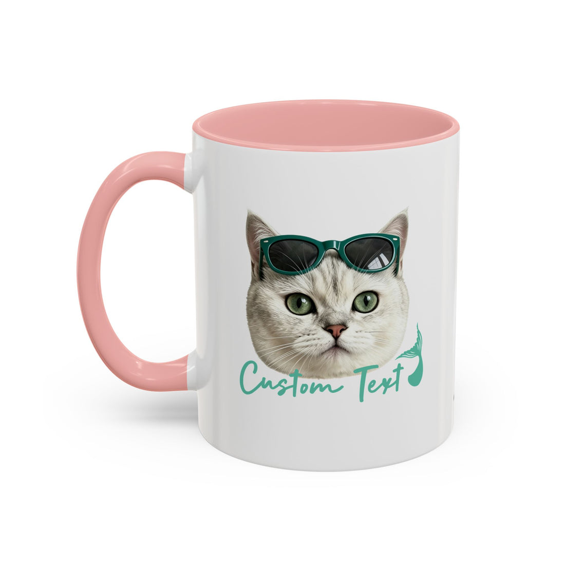 Meerjungfrauenkatze Sommer Tasse | Personalisierte Katzenkaffeetasse mit individuellem Text