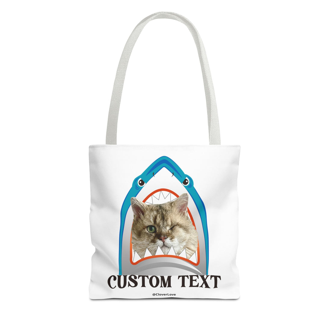 Funny Cat Tote Bag | Custom Pet Photo Shark Summer Bag