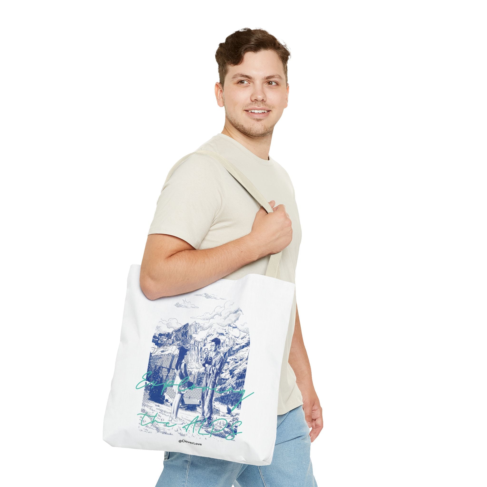 Travel Adventure Tote Bag | Vintage Mountain Explorer Canvas Bag