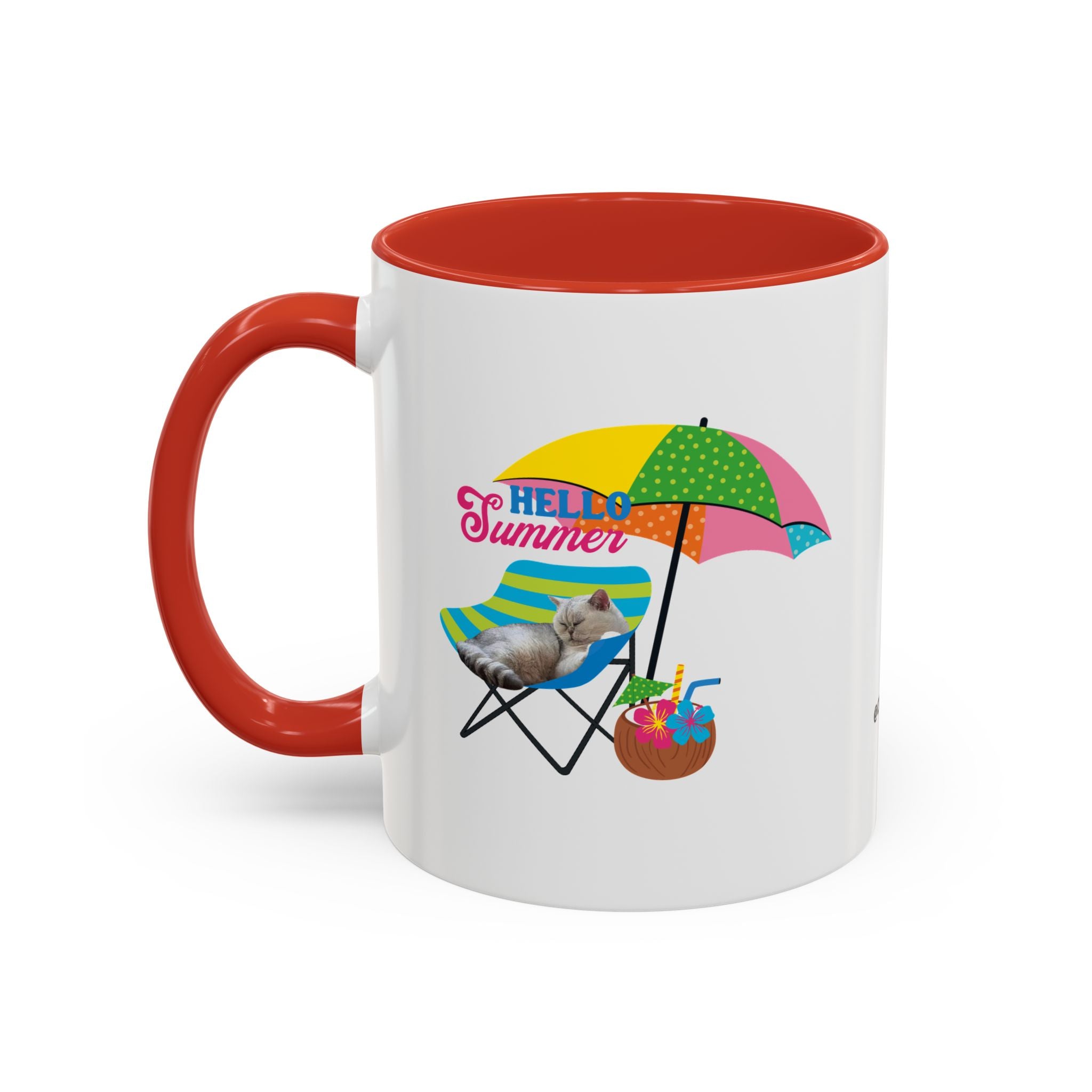 Personalized Summer Cat Mug | Custom Pet Portrait Coffee Cup