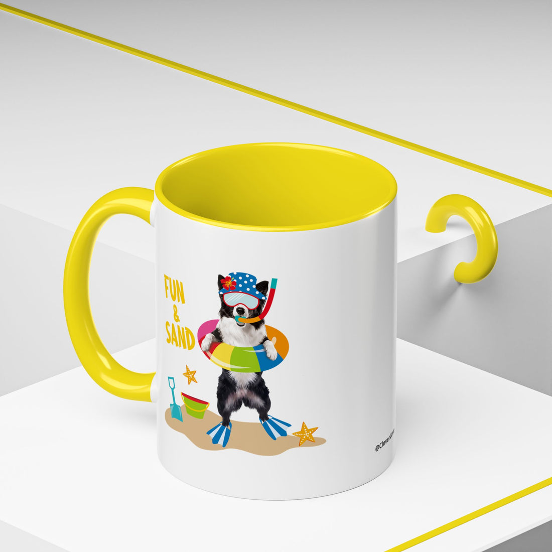 Sommer Tauchhund Tasse | Personalisierte Hundefoto Kaffeetasse mit individuellem Text