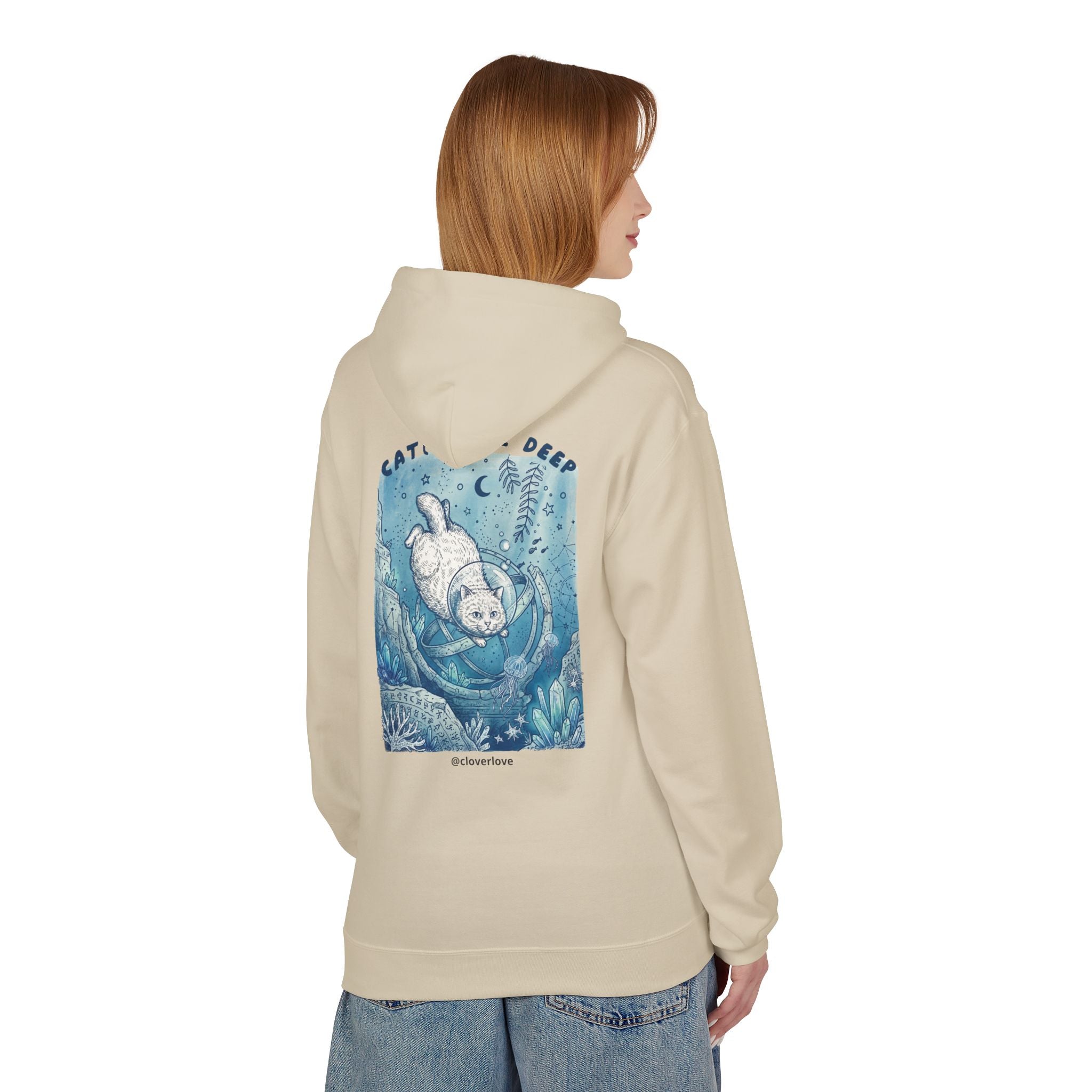 Katzen-Tiefseeabenteuer-Kapuzenpulli | Vintage Ozeanforscher Grafik-Sweatshirt