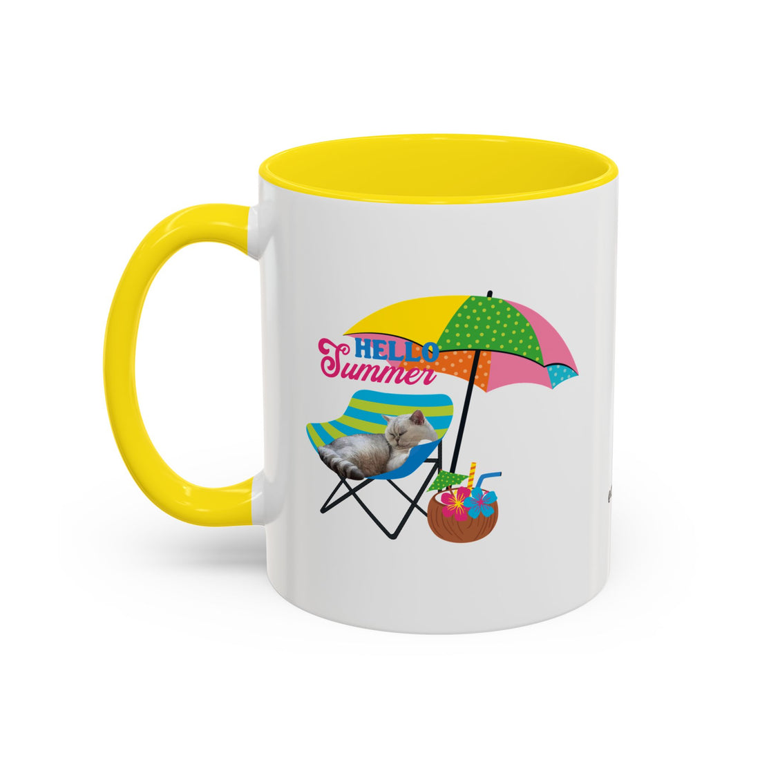 Personalized Summer Cat Mug | Custom Pet Portrait Coffee Cup